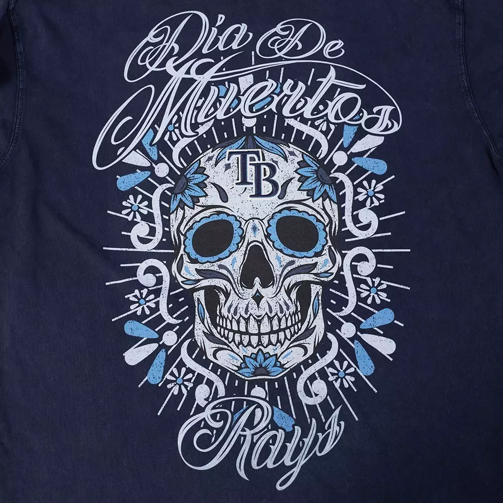 Pro Standard Tampa Bay Rays Eternal Skull Drop Shadow Tee-Navy - NAVY