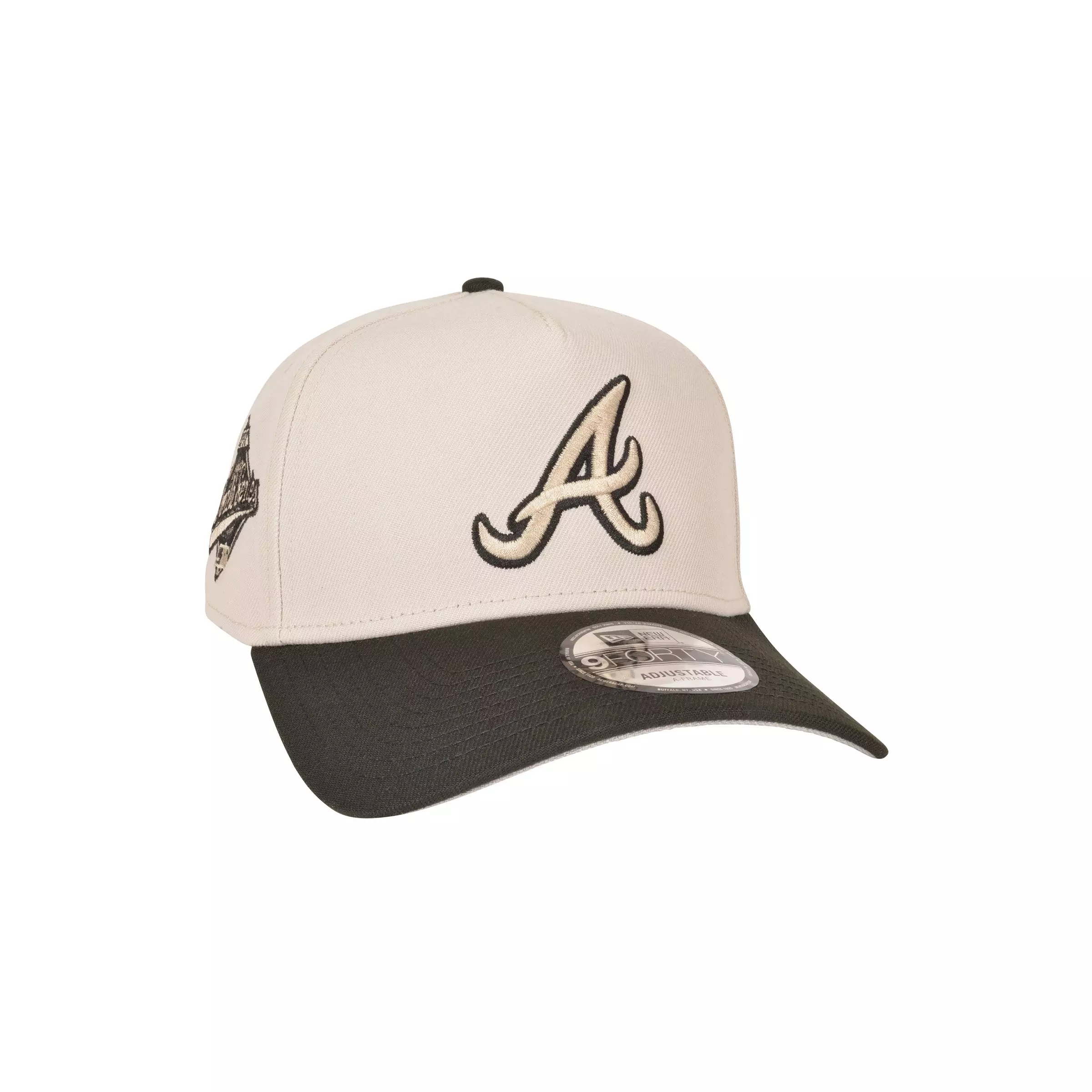 New Era Atlanta Braves 9FORTY A-Frame Snapback Hat-Stone/Black - STONE