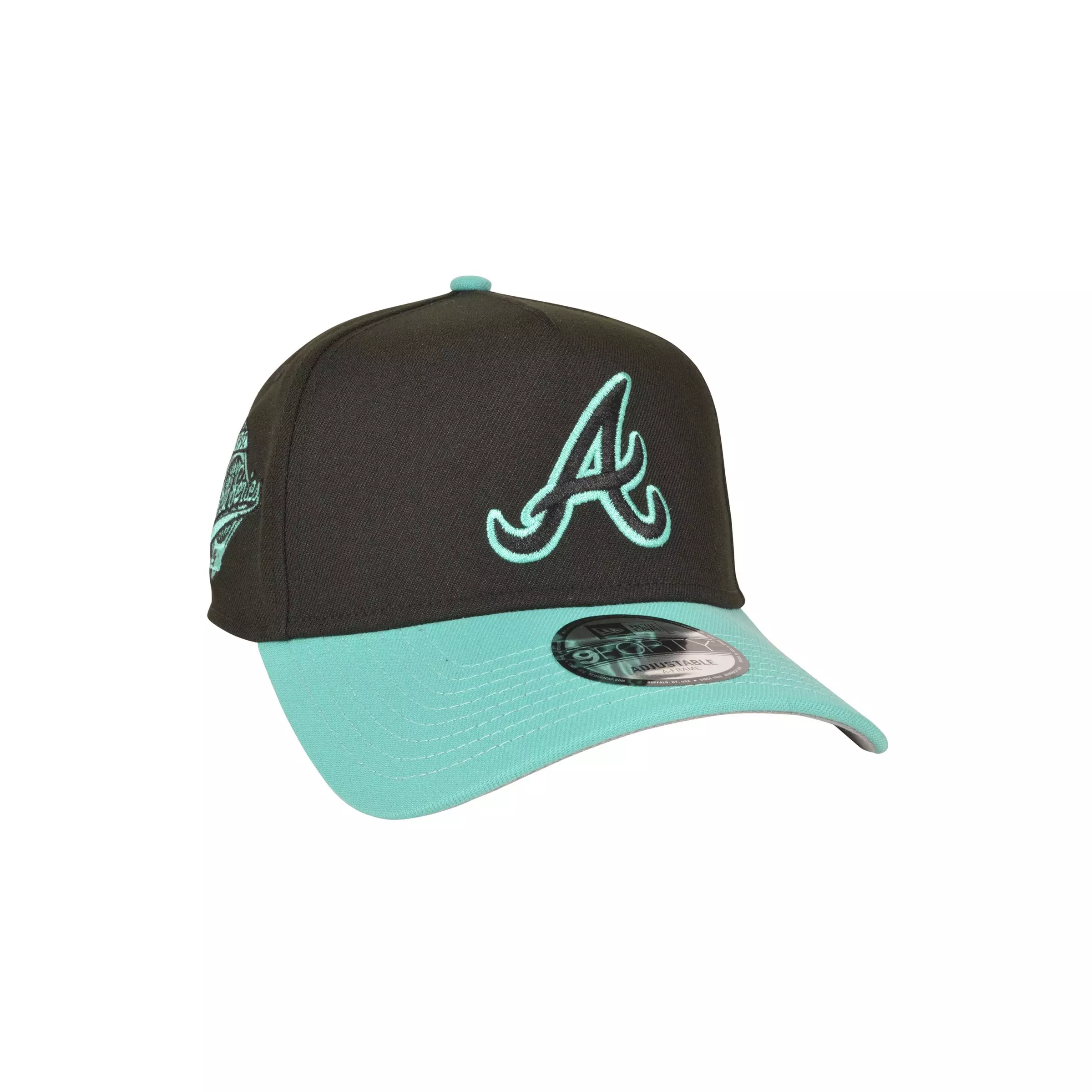 New Era Atlanta Braves 9FORTY A-Frame Snapback Hat-Black/Mint - BLACK/TEAL