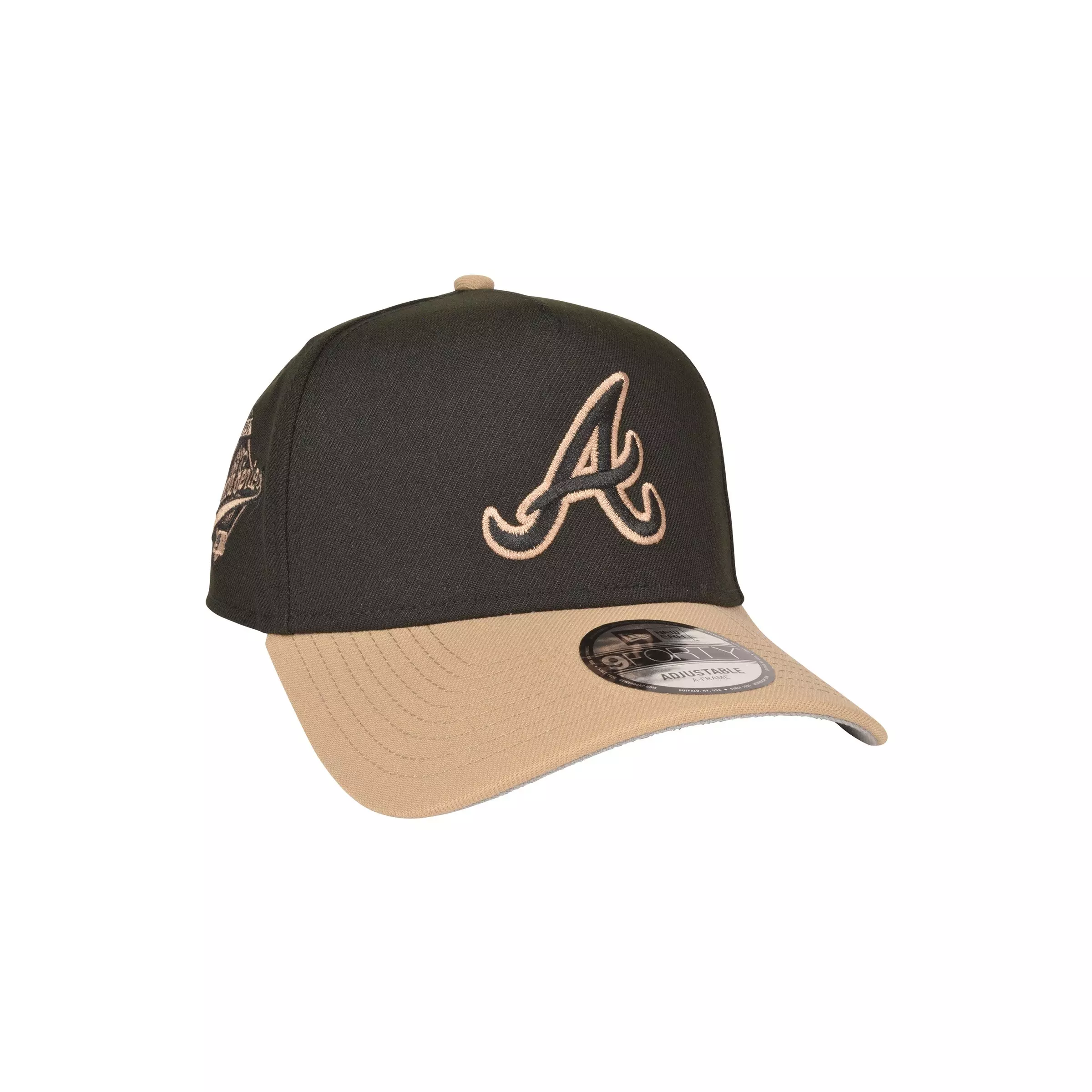 New Era Atlanta Braves 9FORTY A-Frame Snapback Hat-Black/Camel - BLACK/TAN