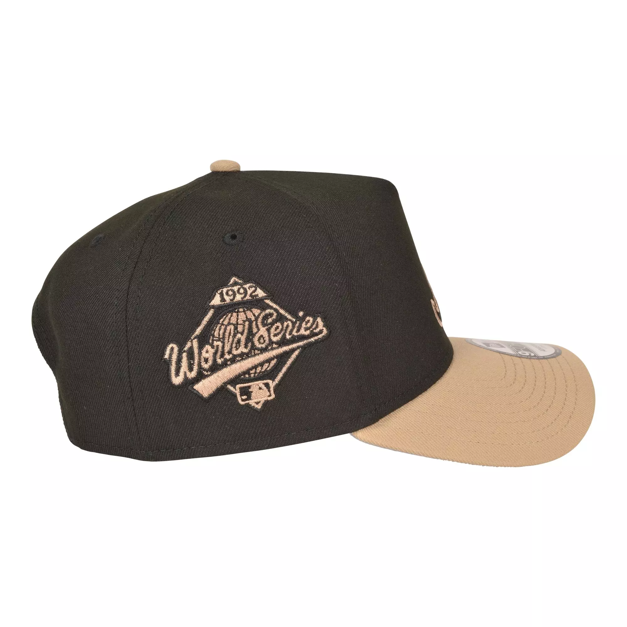 New Era Atlanta Braves 9FORTY A-Frame Snapback Hat-Black/Camel - BLACK/TAN