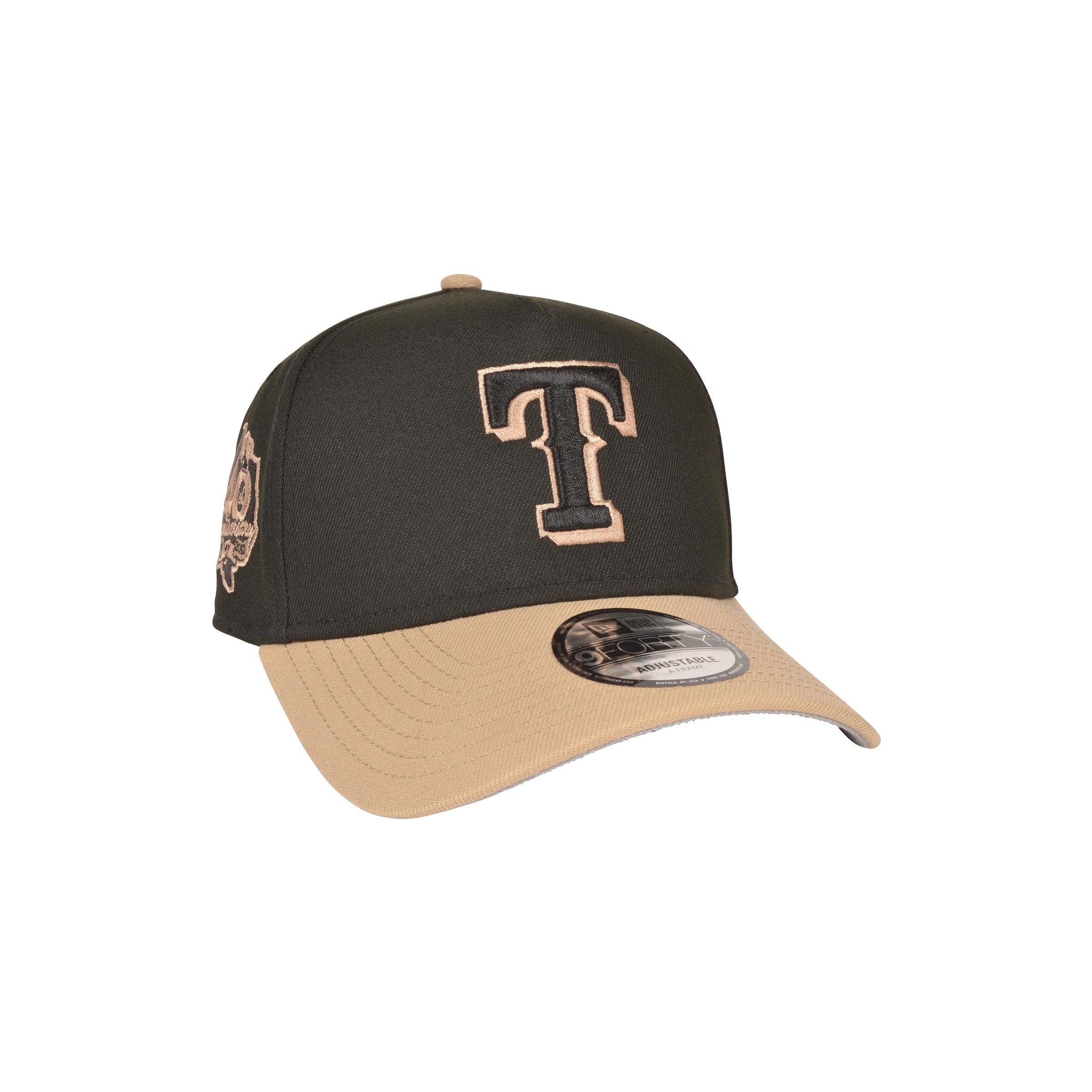 New Era Texas Rangers 9FORTY A-Frame Black/Camel Snapback Hat