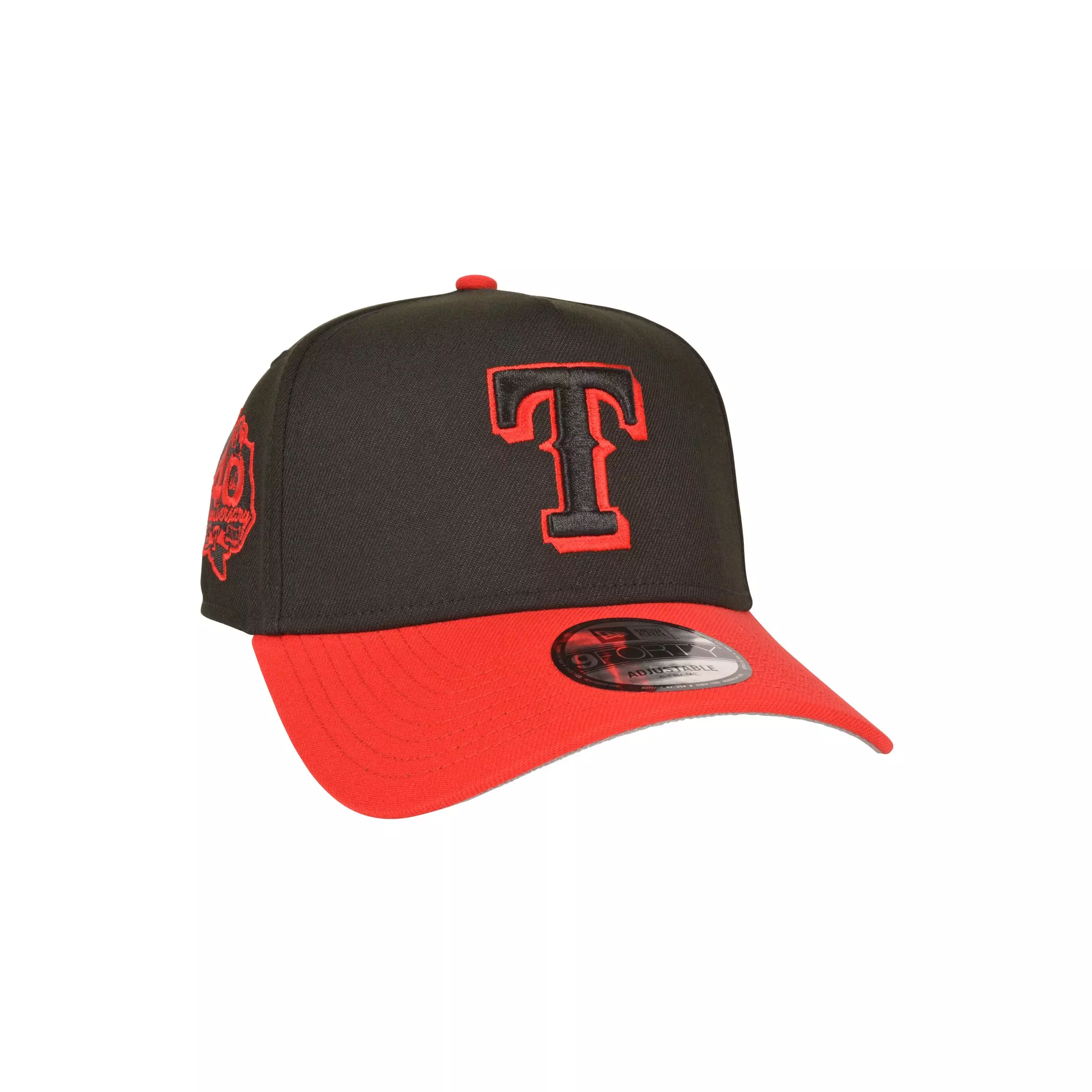 New Era Texas Rangers 9FORTY A-Frame Snapback Hat-Black/Red - BLACK/RED