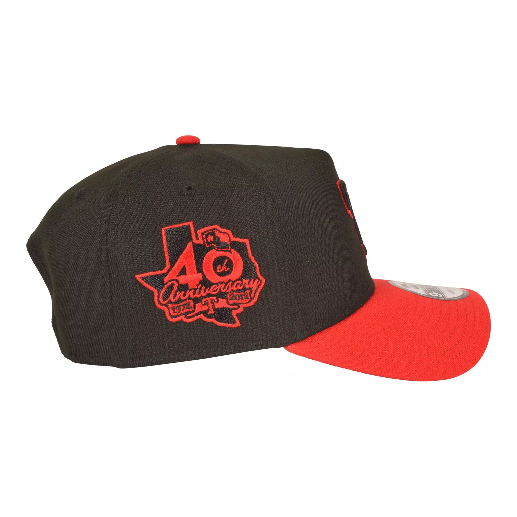 New Era Texas Rangers 9FORTY A-Frame Snapback Hat-Black/Red - BLACK/RED