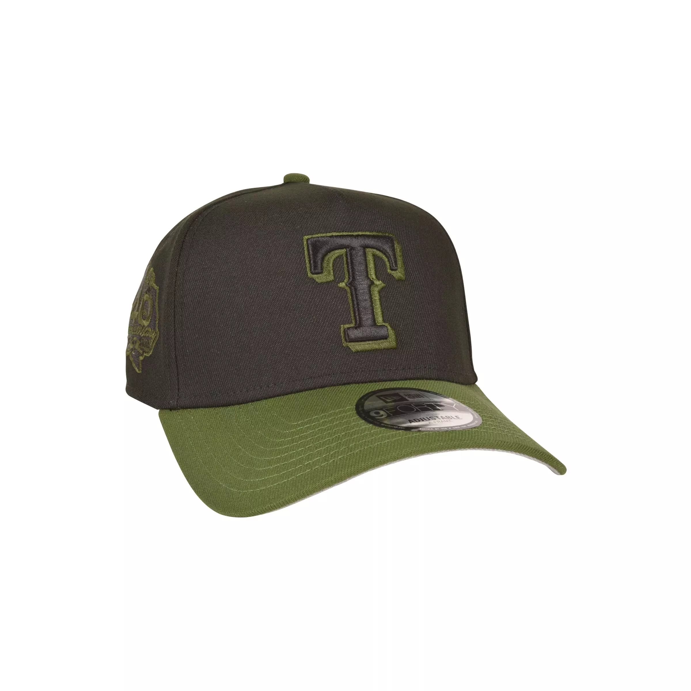 New Era Texas Rangers 9FORTY A-Frame Snapback Hat-Black/Green - BLACK/GREEN