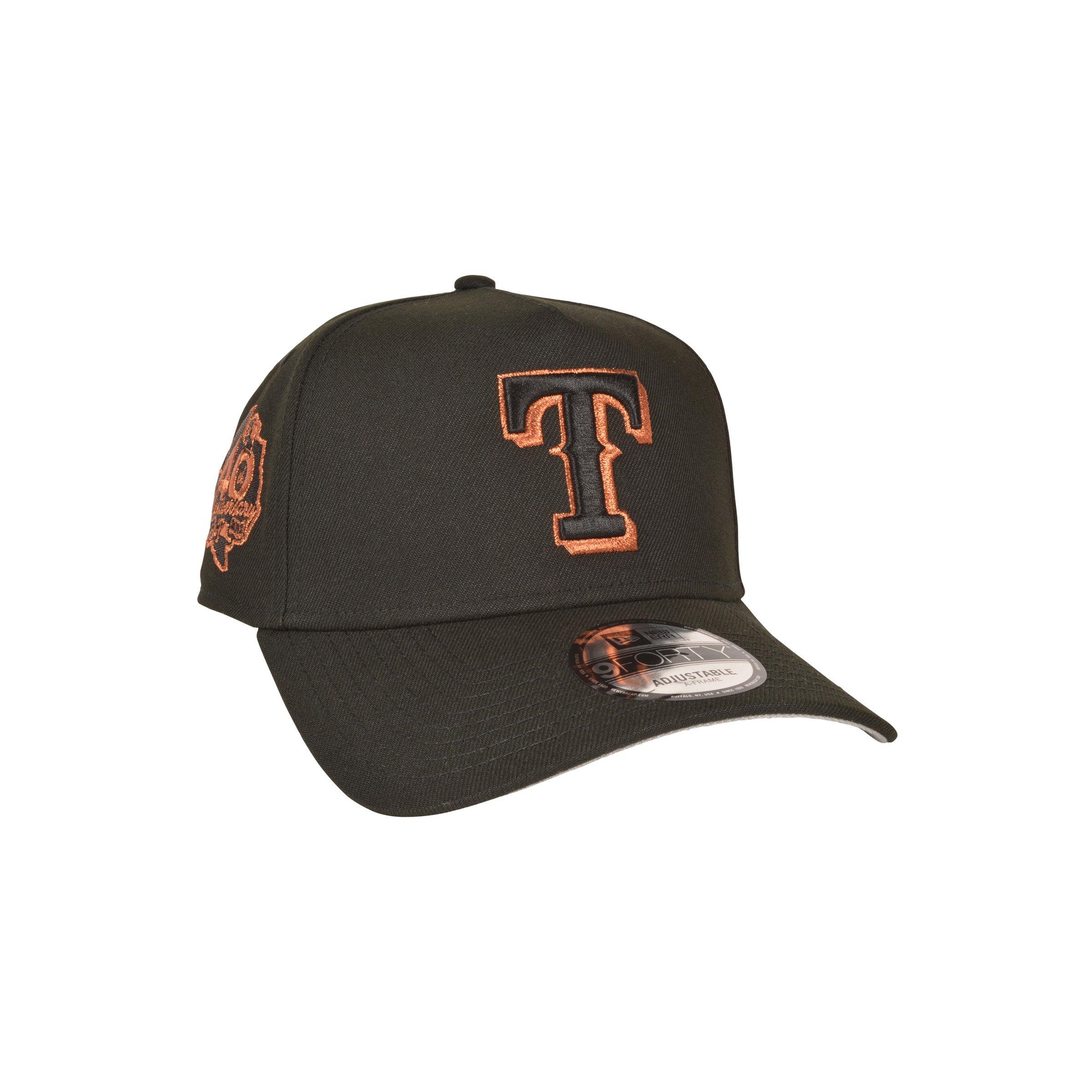 New Era Texas Rangers 9FORTY A-Frame Black/Rust Snapback Hat