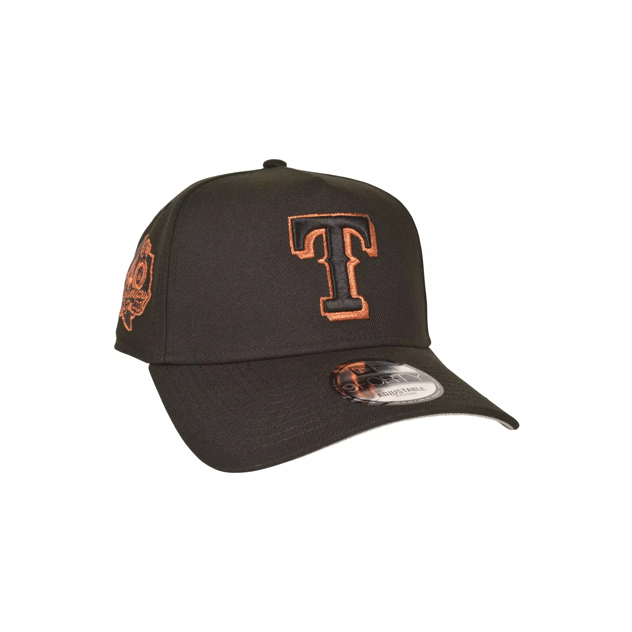 New Era Texas Rangers 9FORTY A-Frame Snapback Hat-Black/Rust - BLACK