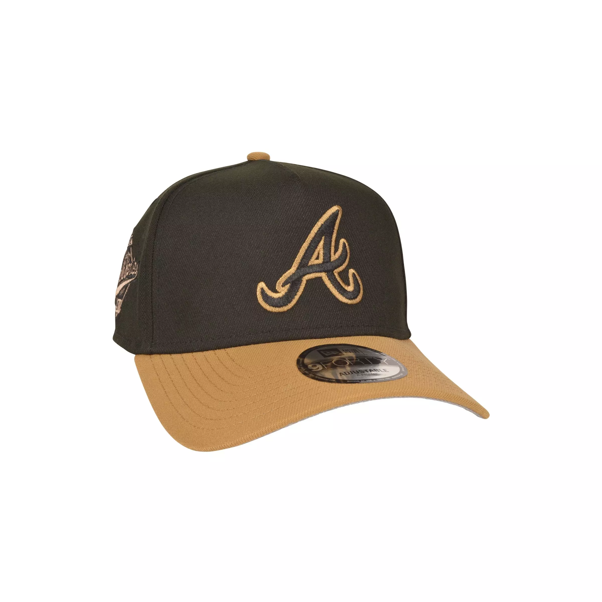 New Era Atlanta Braves 9FORTY A-Frame Snapback Hat-Black/Wheat - BLACK/KHAKI