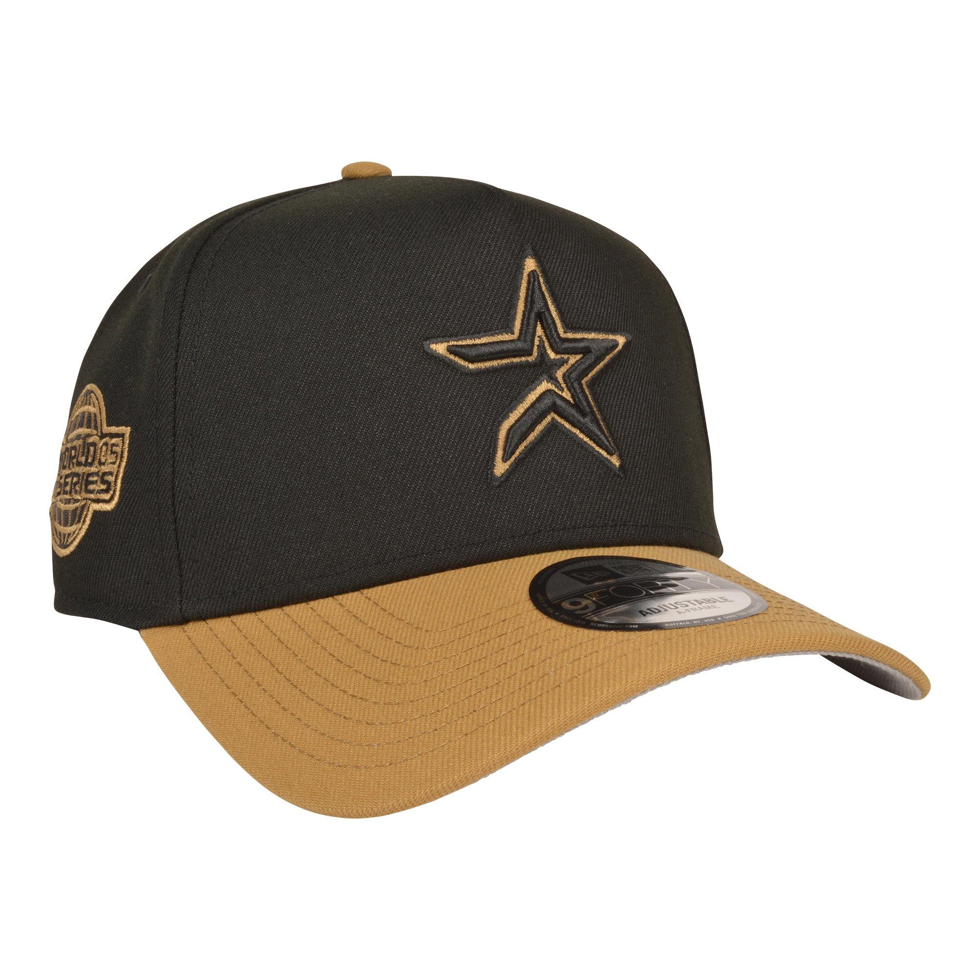 New Era Houston Astros 9FORTY A-Frame Snapback Hat-Black/Wheat - BLACK/KHAKI Thumbnail View 2