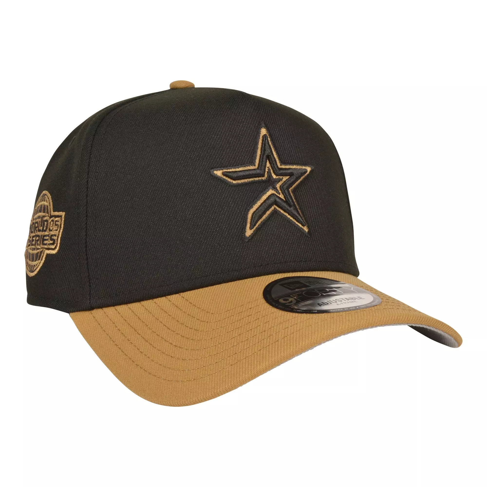 New Era Houston Astros 9FORTY A-Frame Snapback Hat-Black/Wheat - BLACK/KHAKI