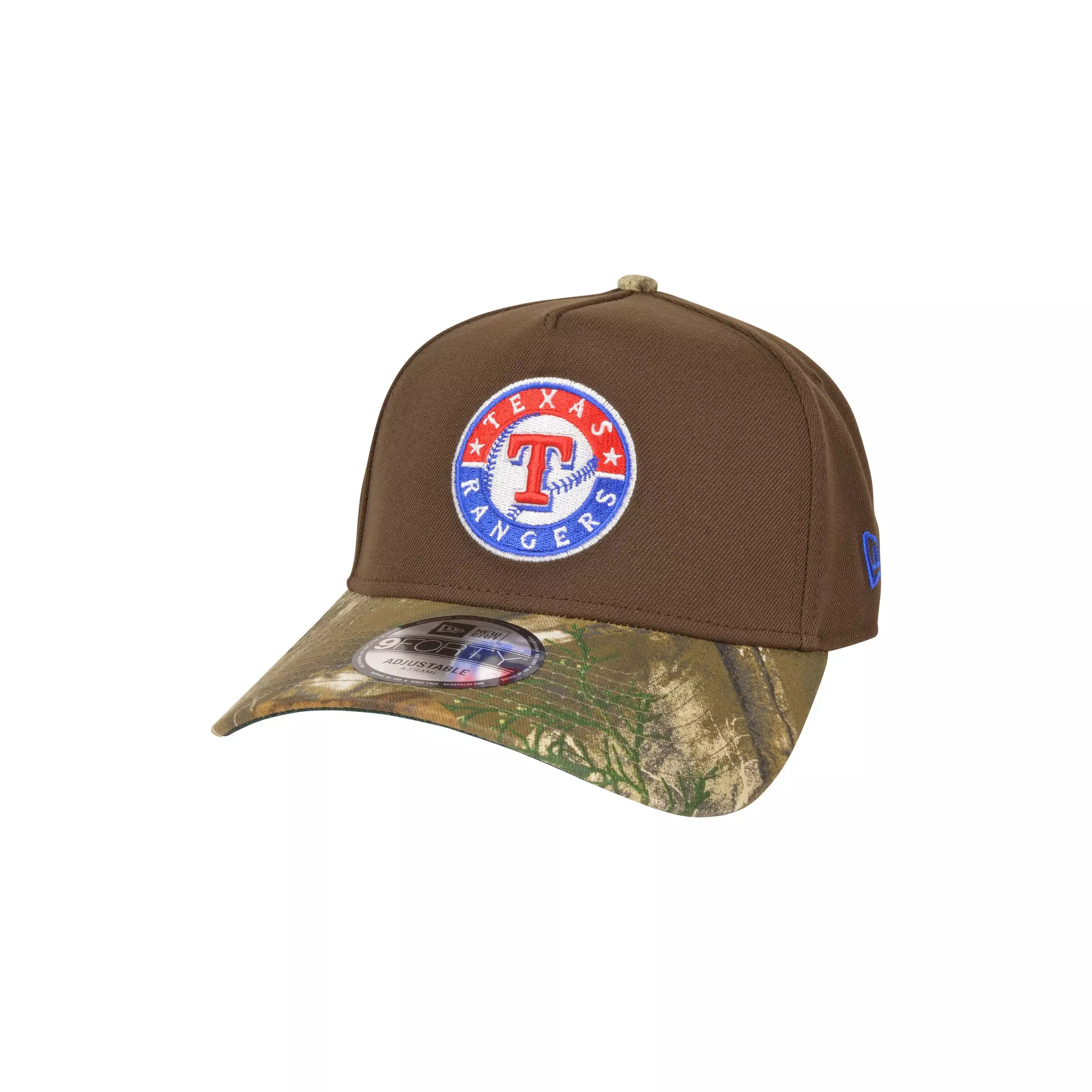 New Era Texas Rangers 9FORTY A-Frame Snapback Hat-Walnut/Tealtree - BROWN