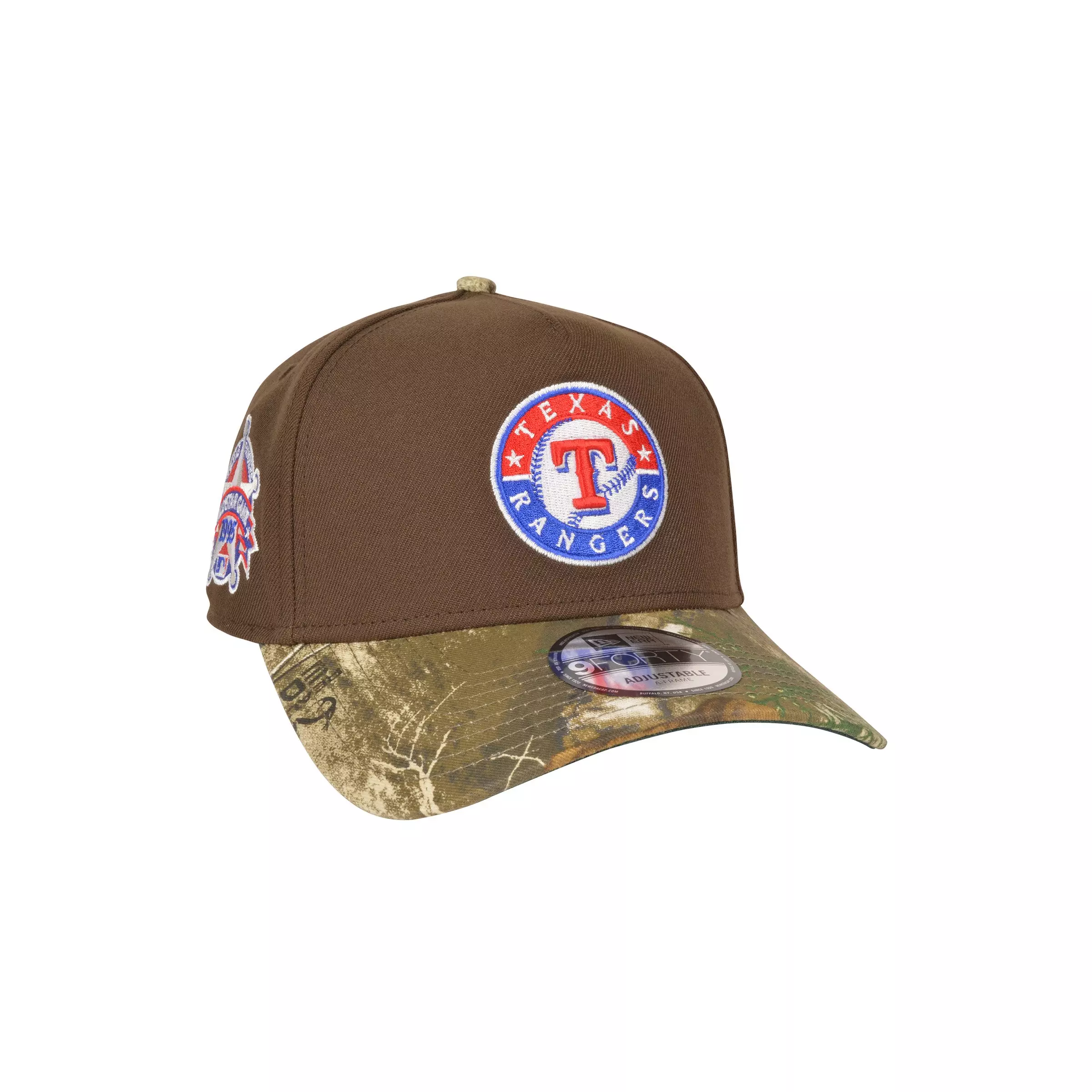 New Era Texas Rangers 9FORTY A-Frame Snapback Hat-Walnut/Realtree - BROWN