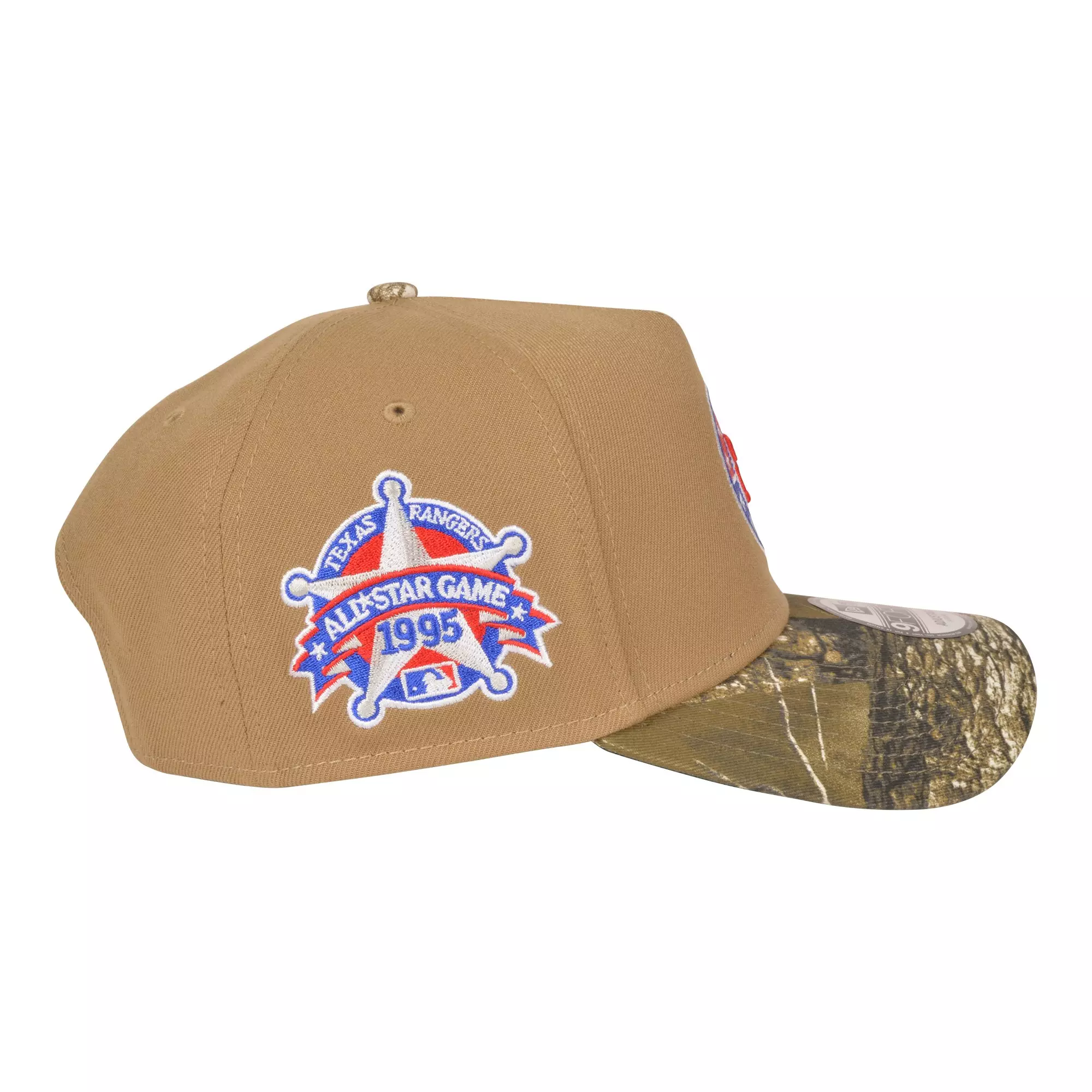 New Era Texas Rangers 9FORTY A-Frame Snapback Hat-Khaki/Realtree - TAN