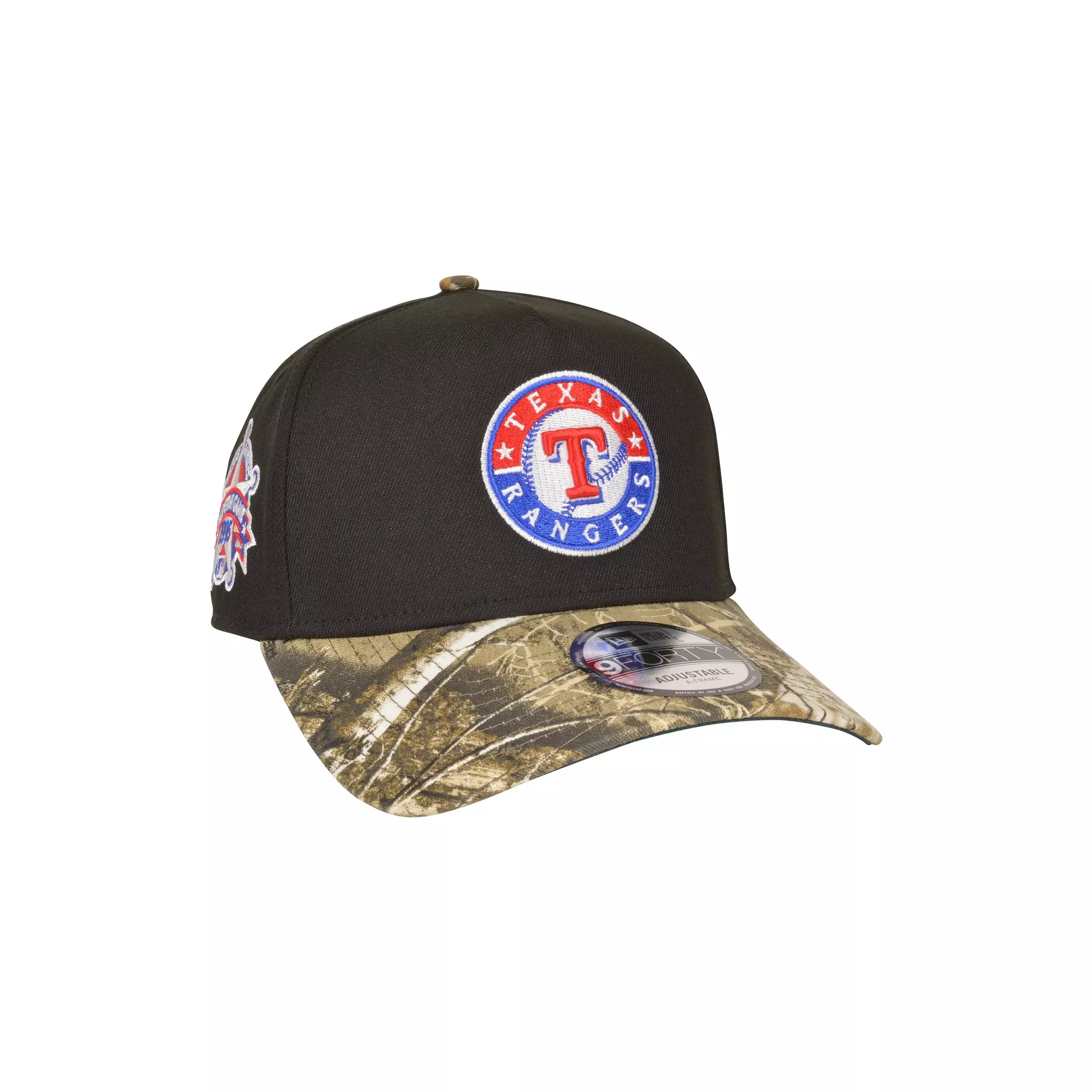 New Era Texas Rangers 9FORTY A-Frame Snapback Hat-Black/Realtree - BLACK