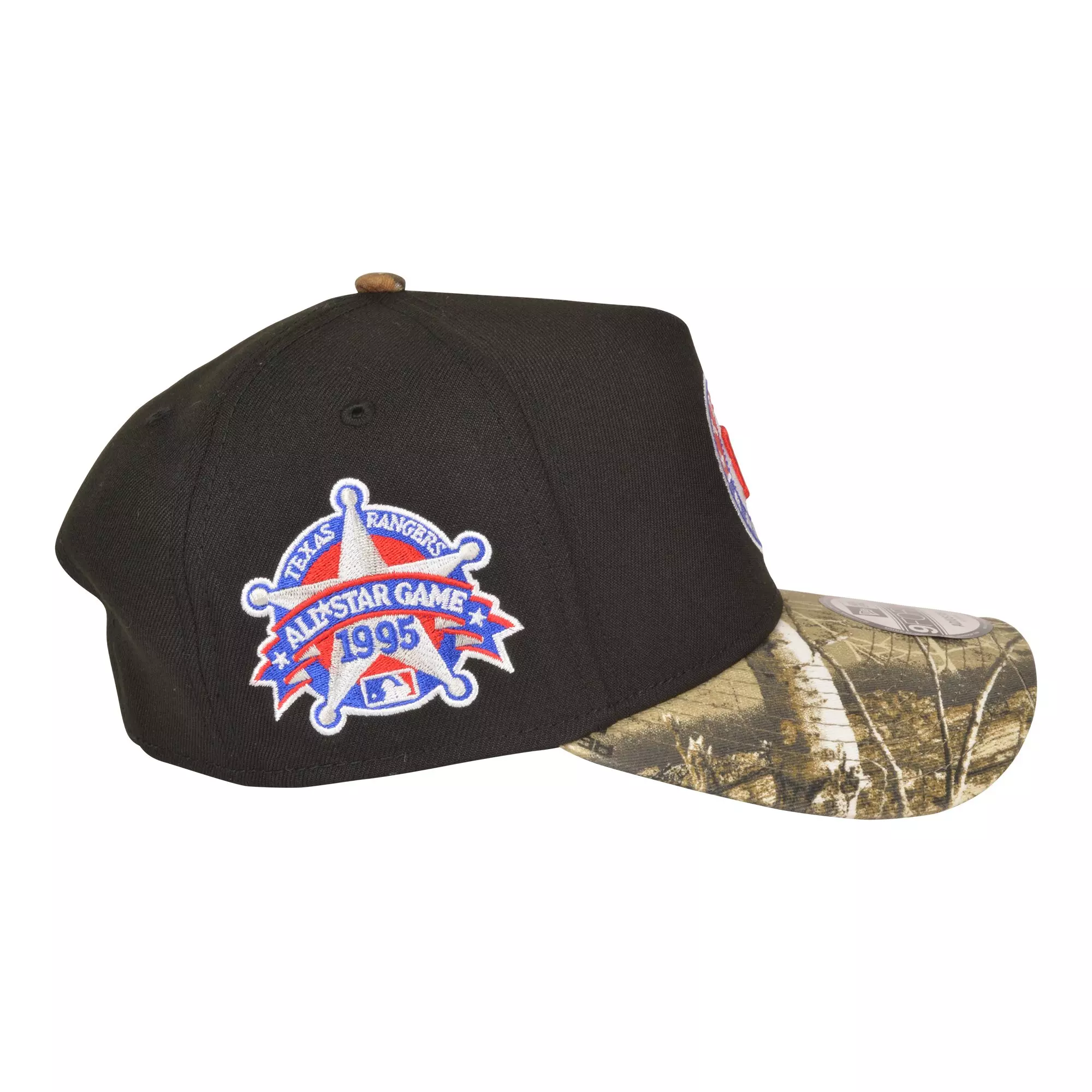 New Era Texas Rangers 9FORTY A-Frame Snapback Hat-Black/Realtree - BLACK
