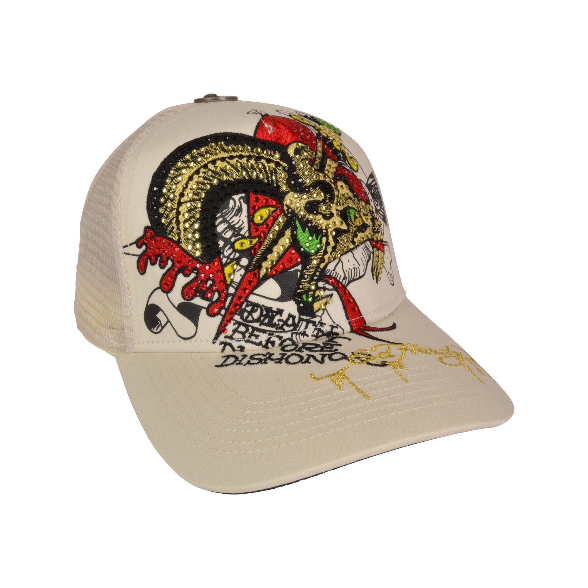 Ed Hardy Rhinestone Dagger Snake Snapback Hat-Black - CREAM Thumbnail View 2