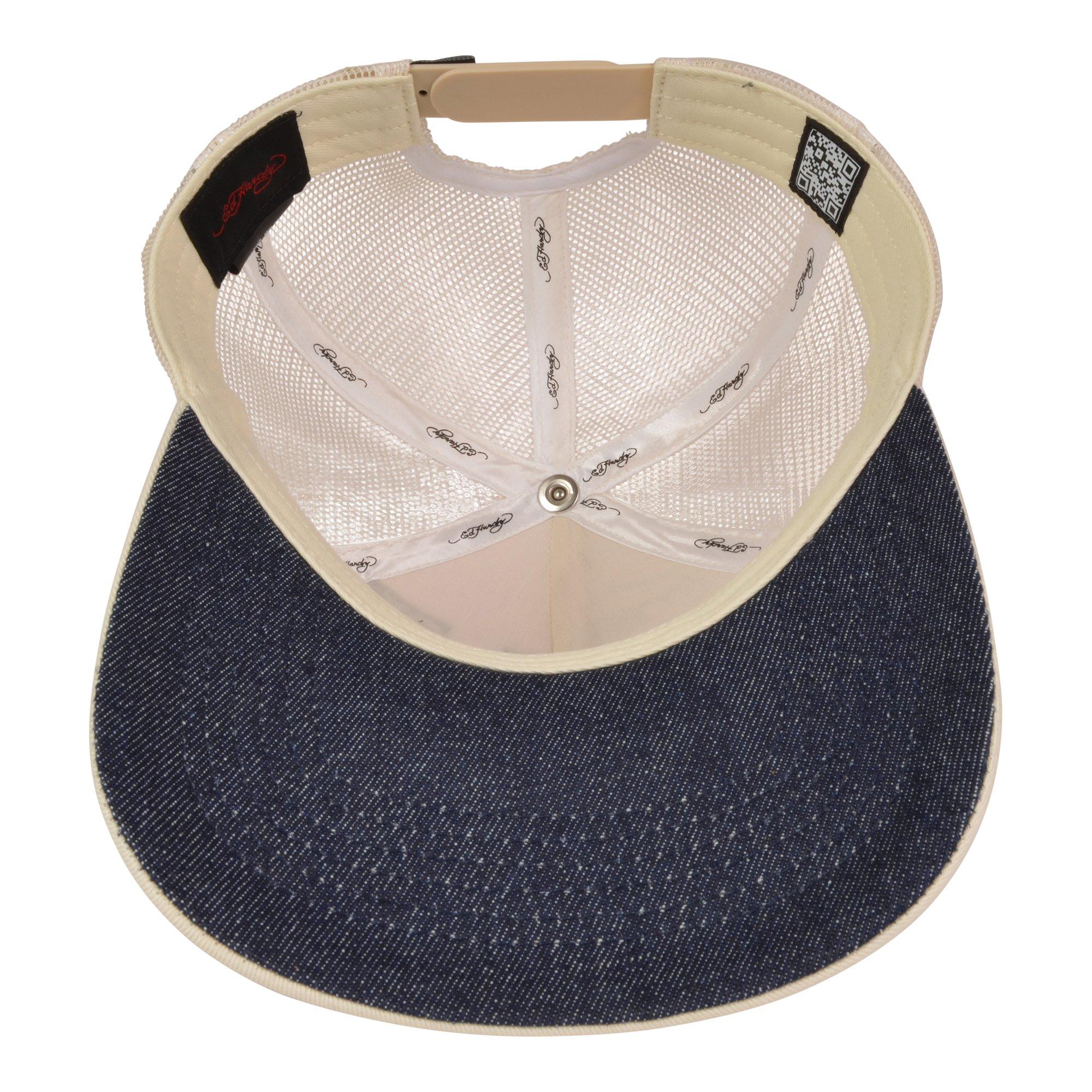 Ed Hardy Rhinestone Sacred Heart Snapback Hat-Cream - CREAM Thumbnail View 4