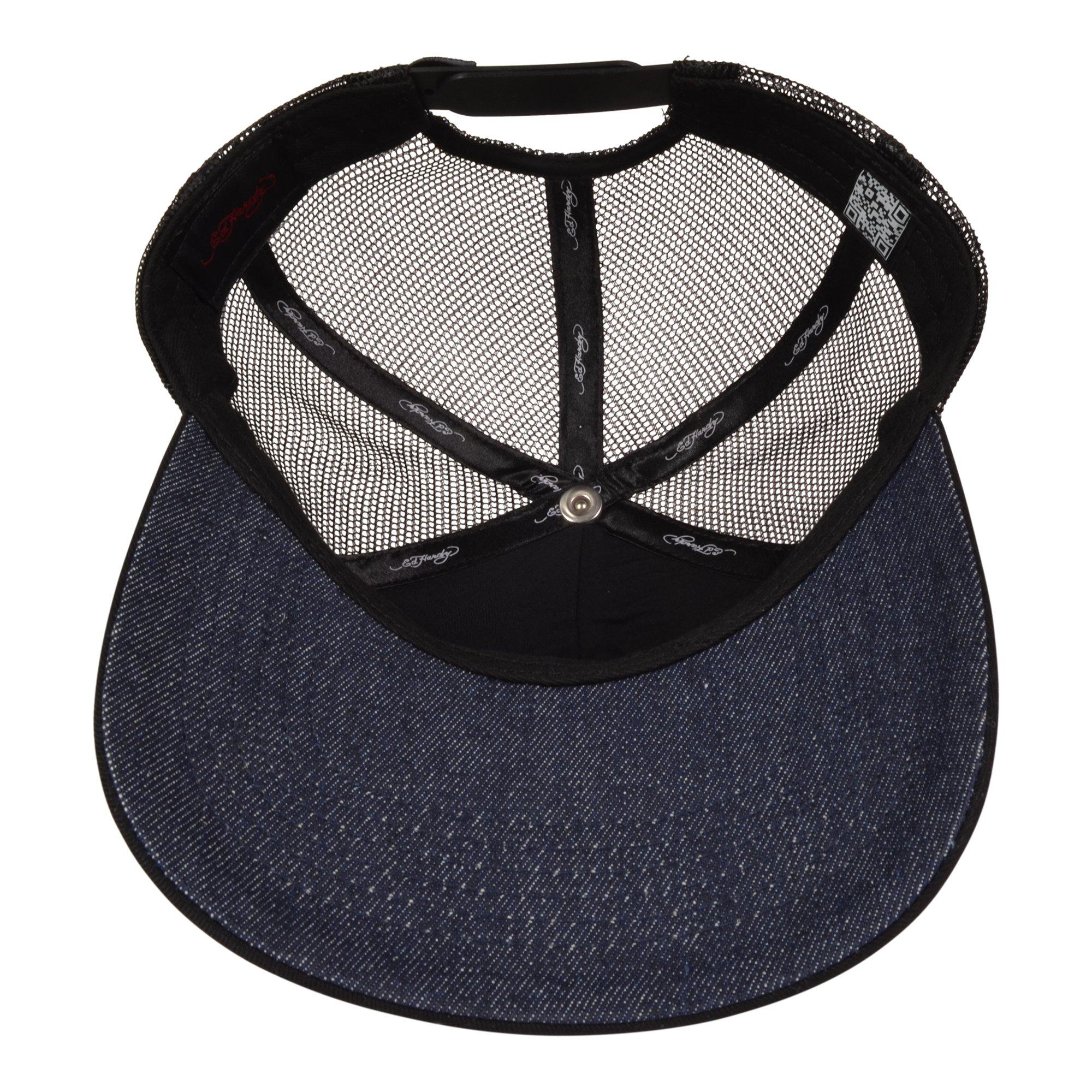 Ed Hardy Rhinestone DG Skull Snapback Hat-Black - BLACK Thumbnail View 4