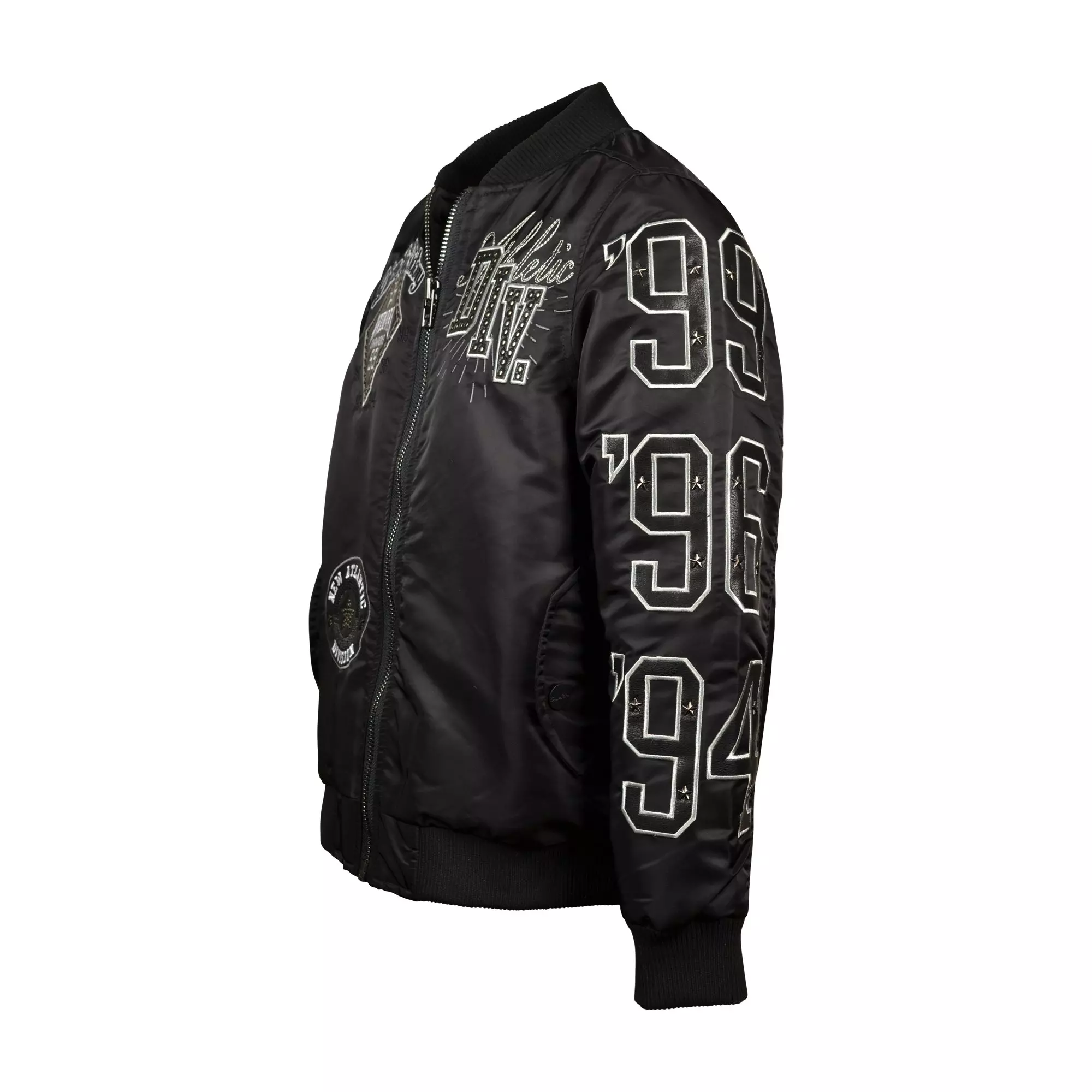 Smoke Rise Big Boys' Satin Bomber Jacket - BLACK