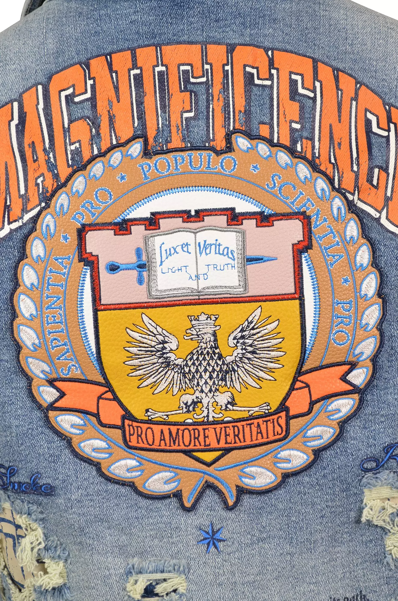 Smoke Rise Big Boys' Varsity Denim Jacket - BLUE