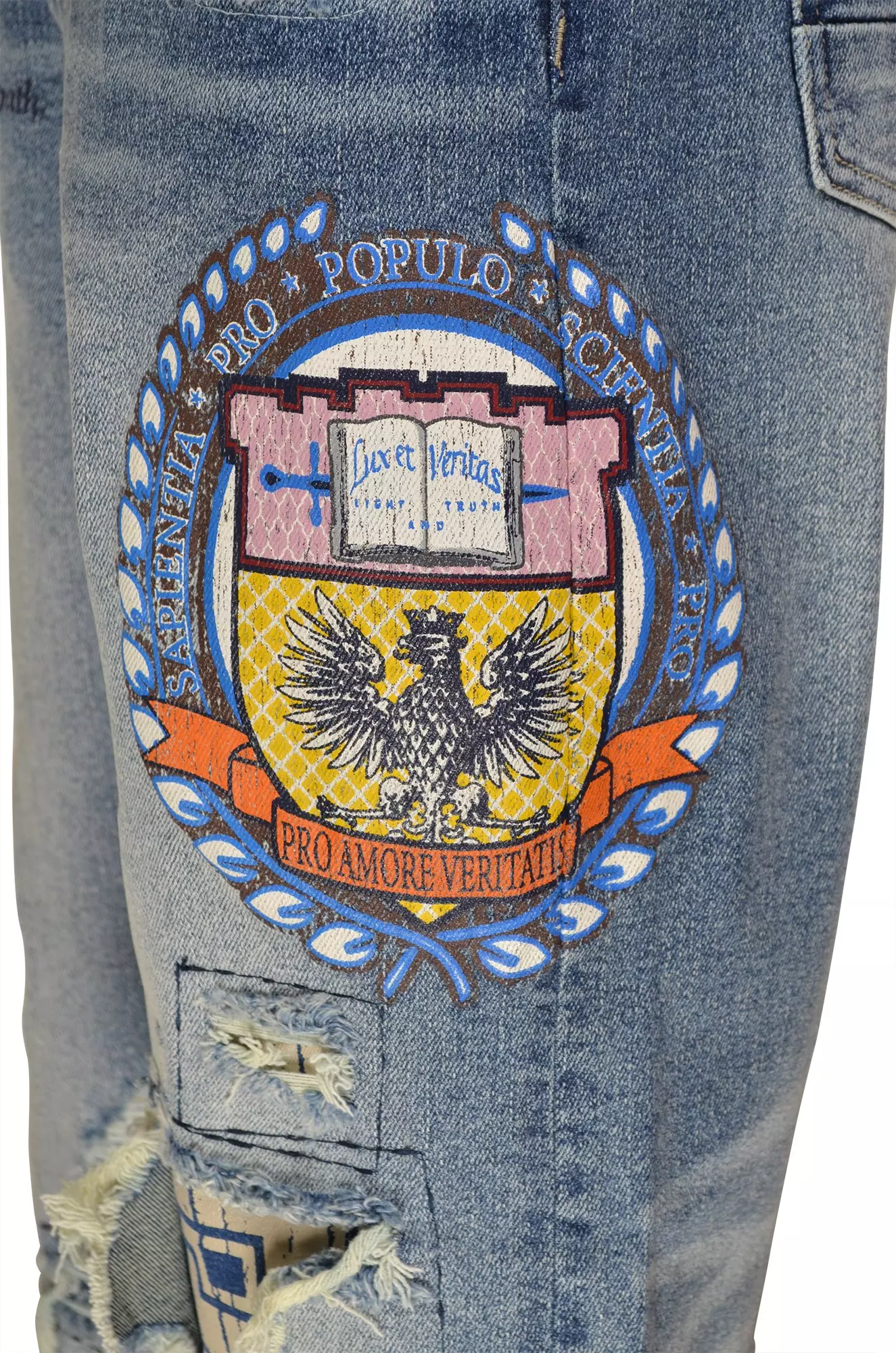 Smoke Rise Big Boys' Hearst Blue Patch Denim Jeans - BLUE