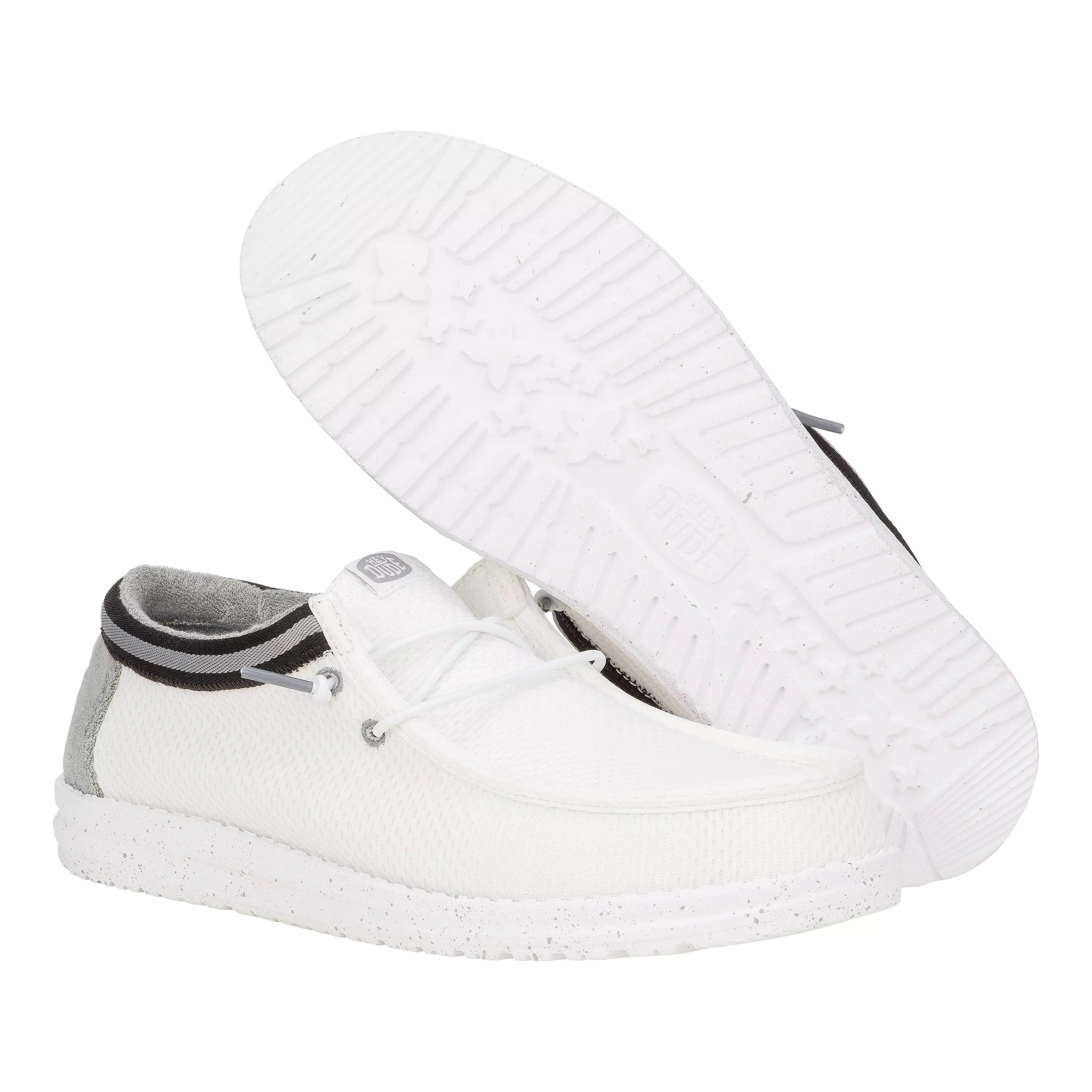 Hey Dude Wally Varsity Jersey "White/Grey" Men's Shoe - WHITE/GREY