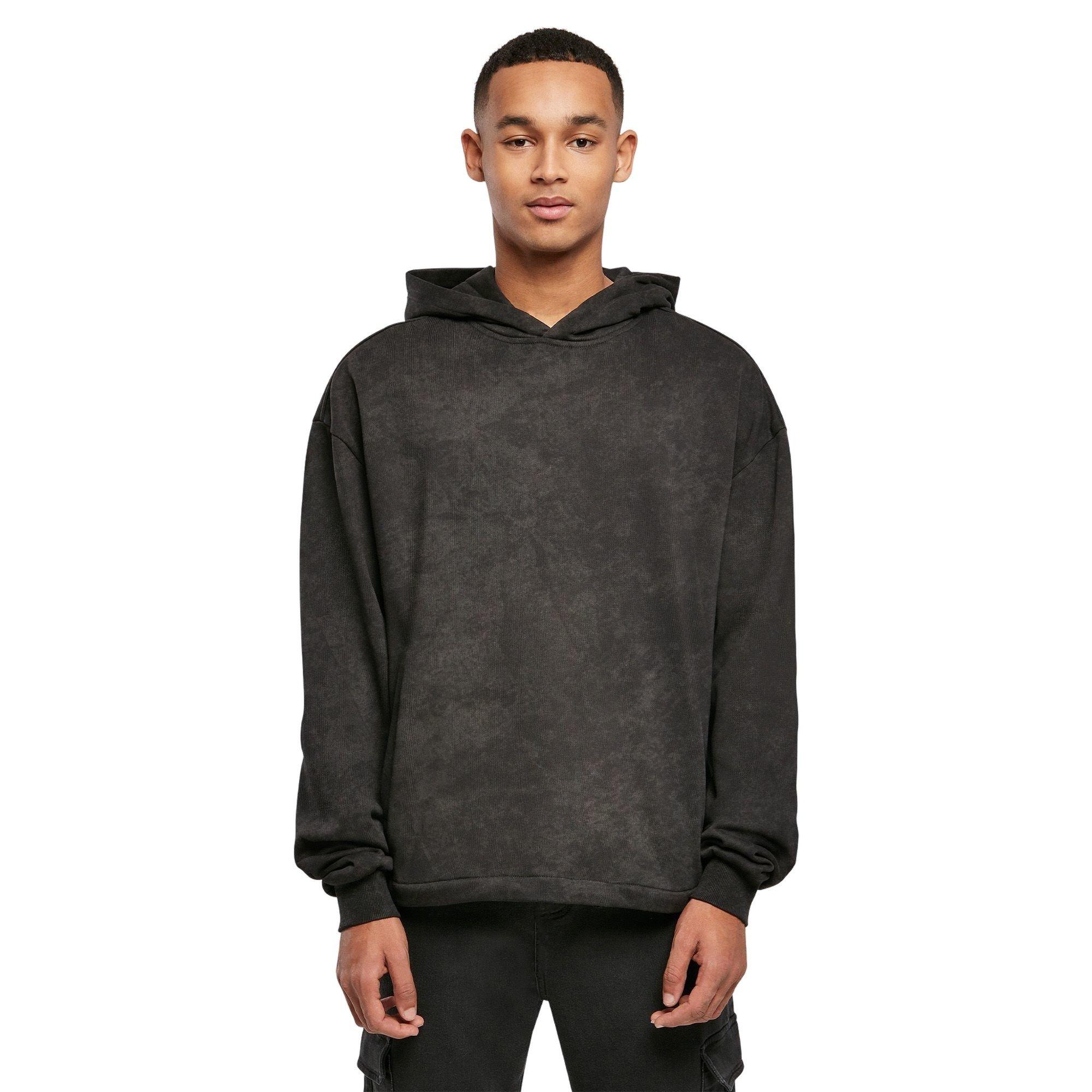 Forgotten Faces Men's Acid Wash Boxy Raw Hem Hoodie - Acid Black - BLACK Thumbnail View 1