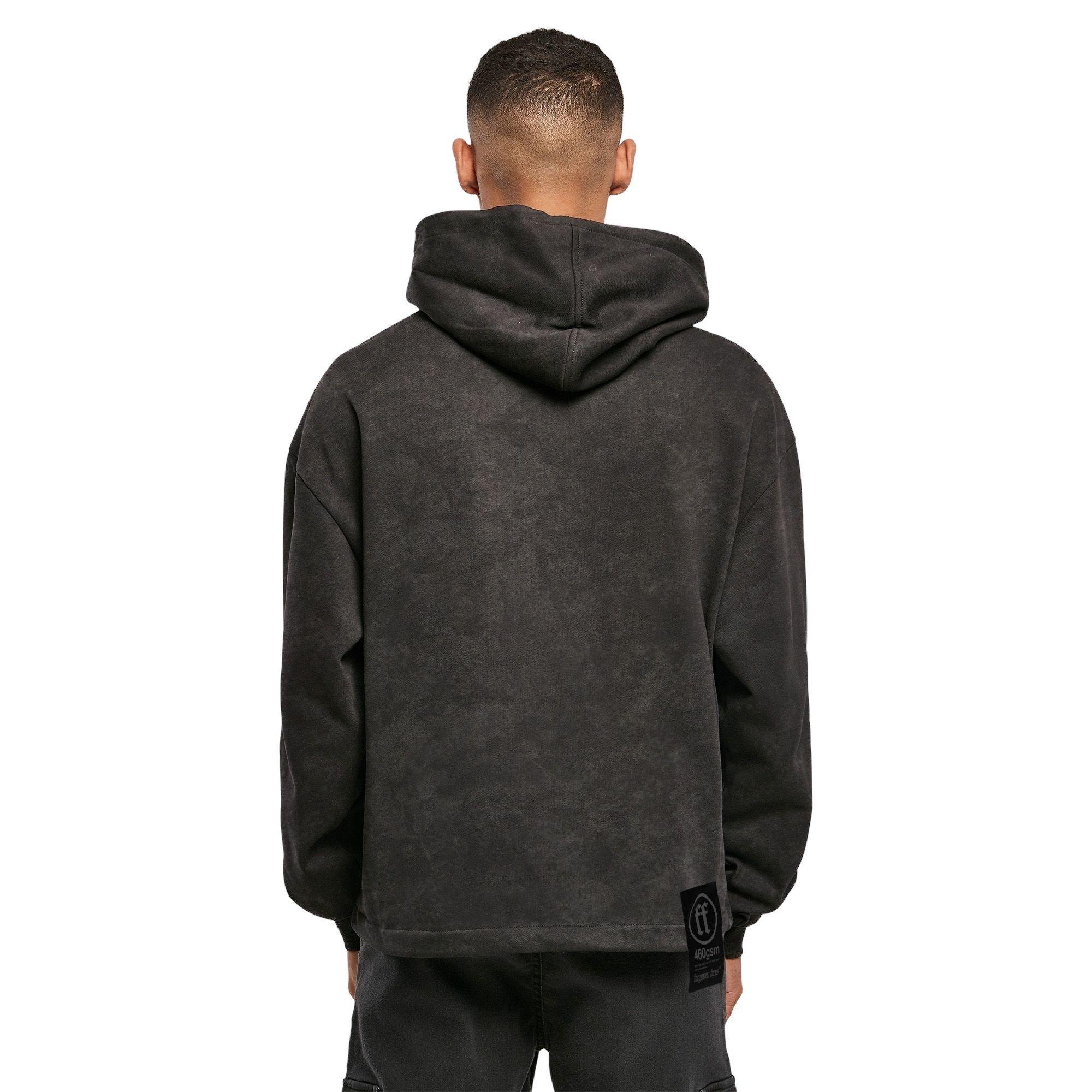 Forgotten Faces Men's Acid Wash Boxy Raw Hem Hoodie - Acid Black - BLACK Thumbnail View 2