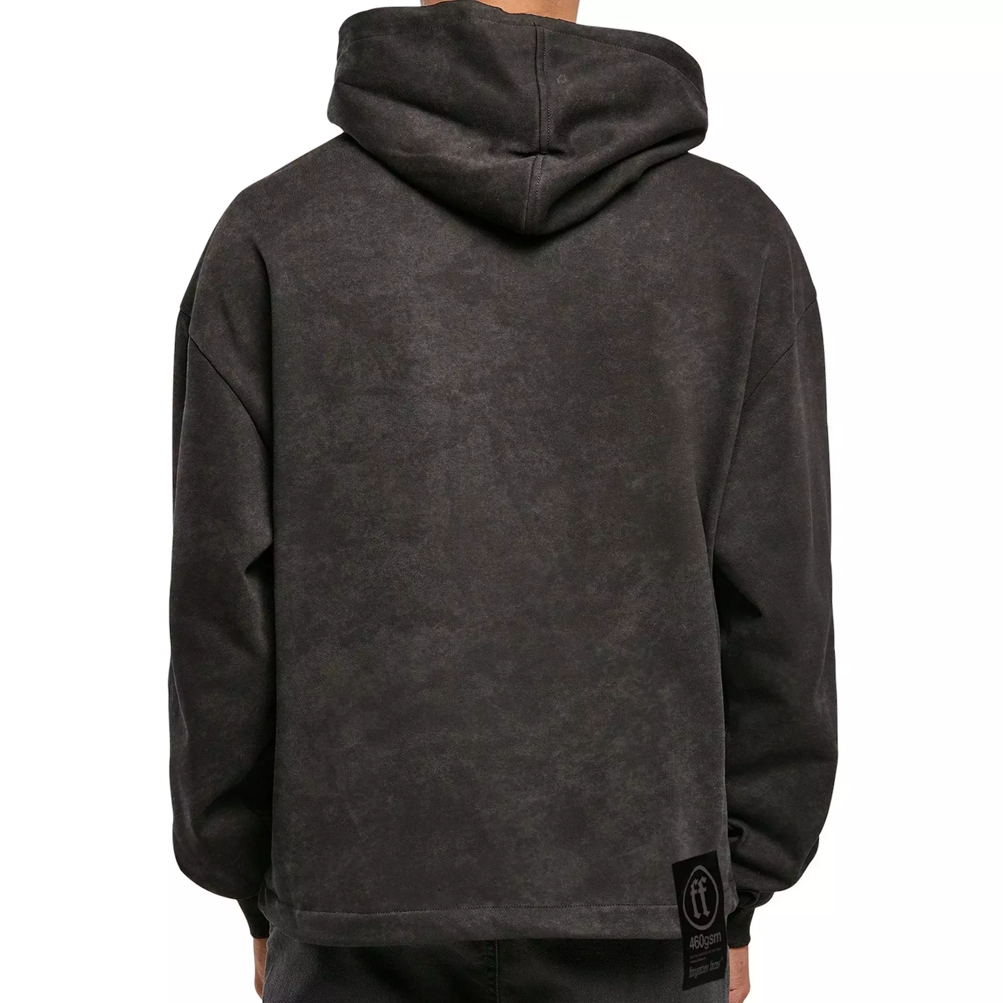Forgotten Faces Men's Acic Wash Boxy Raw Hem Hoodie - Acid Black - BLACK