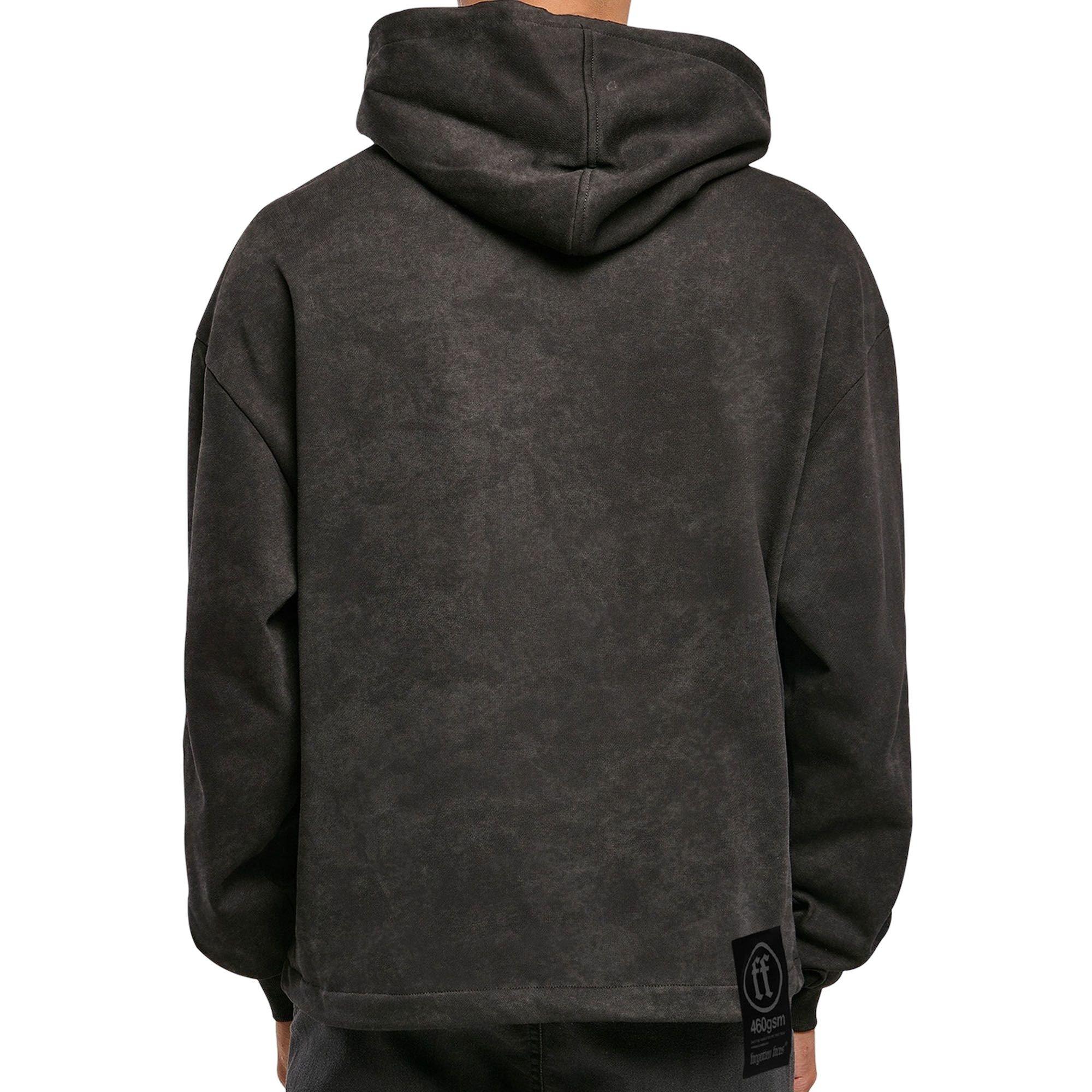 Forgotten Faces Men's Acid Wash Boxy Raw Hem Hoodie - Acid Black - BLACK Thumbnail View 4