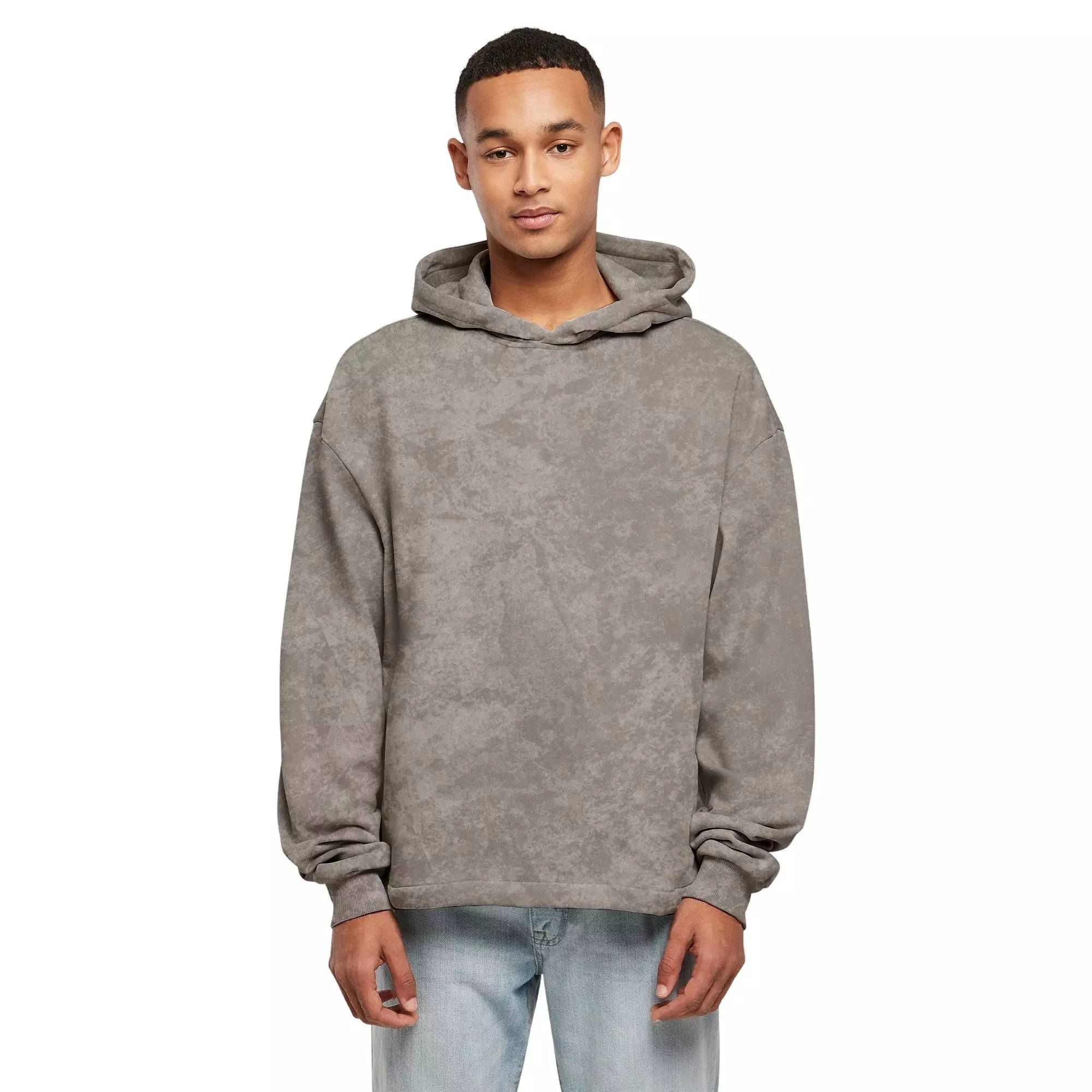 Forgotten Faces Men's Acic Wash Boxy Raw Hem Hoodie - Asphalt - GREY