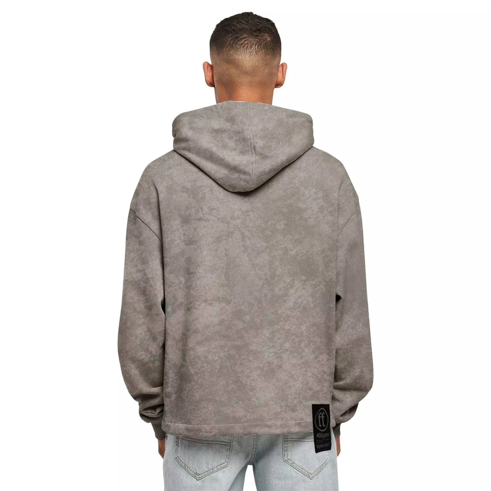 Forgotten Faces Men's Acic Wash Boxy Raw Hem Hoodie - Asphalt - GREY
