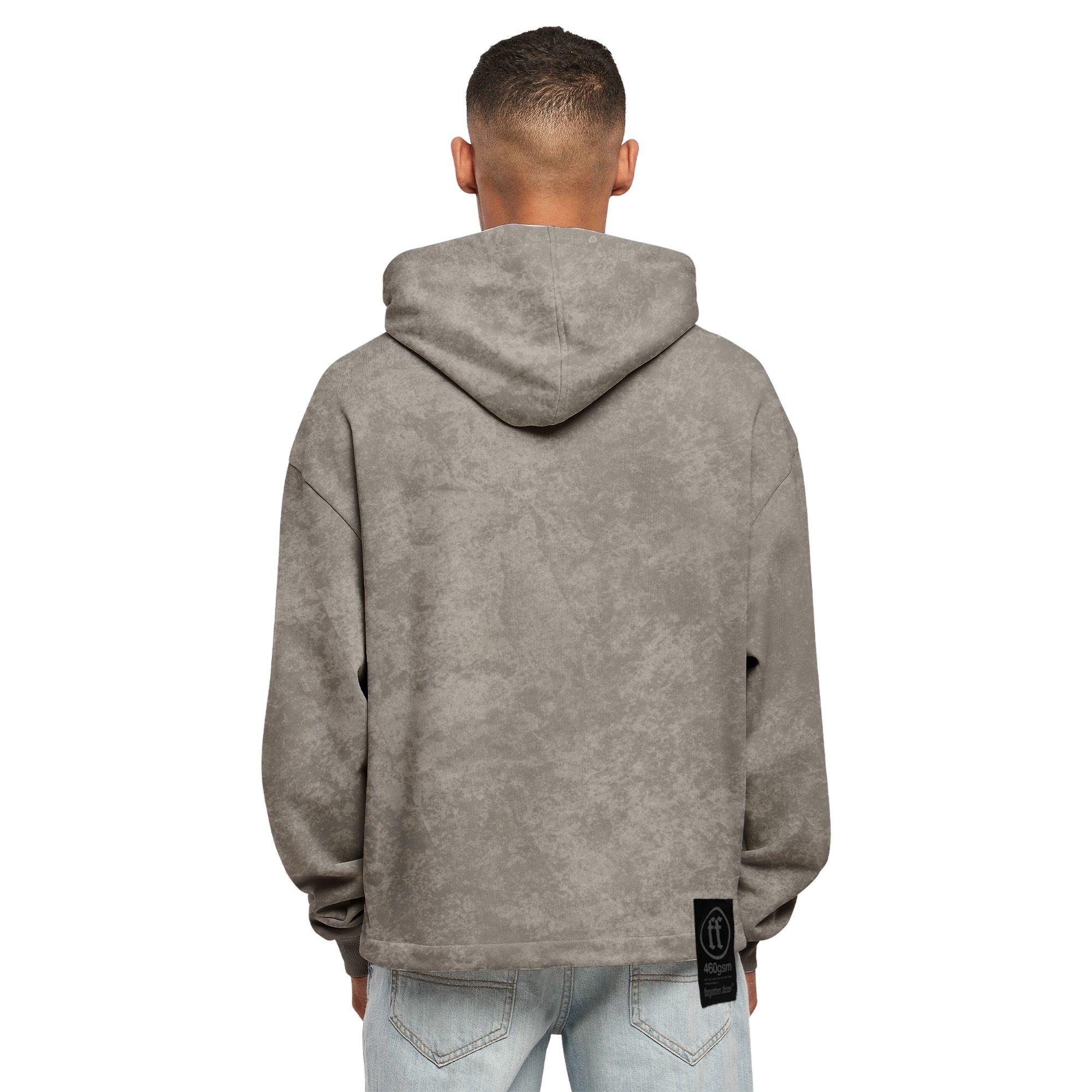 Forgotten Faces Men's Acid Wash Boxy Raw Hem Hoodie - Asphalt - GREY Thumbnail View 2