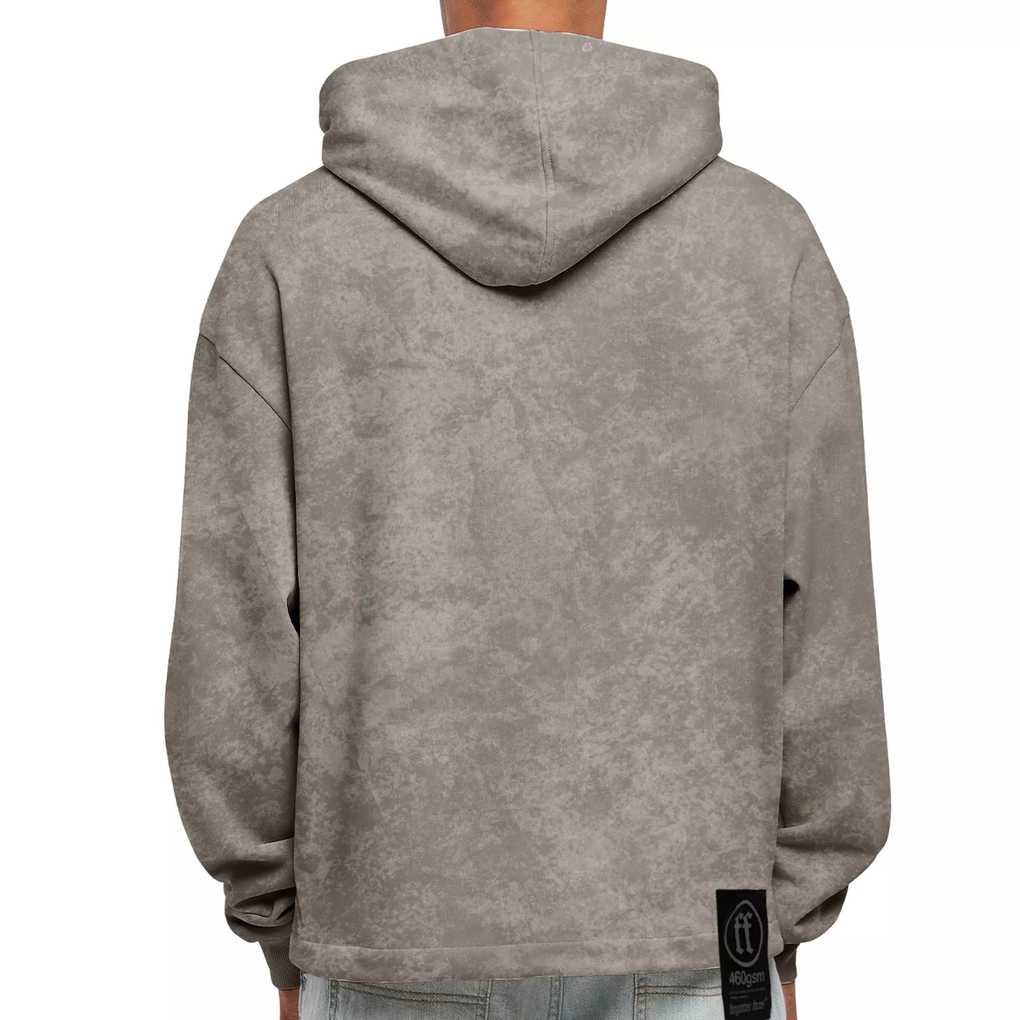 Forgotten Faces Men's Acid Wash Boxy Raw Hem Hoodie - Asphalt - GREY