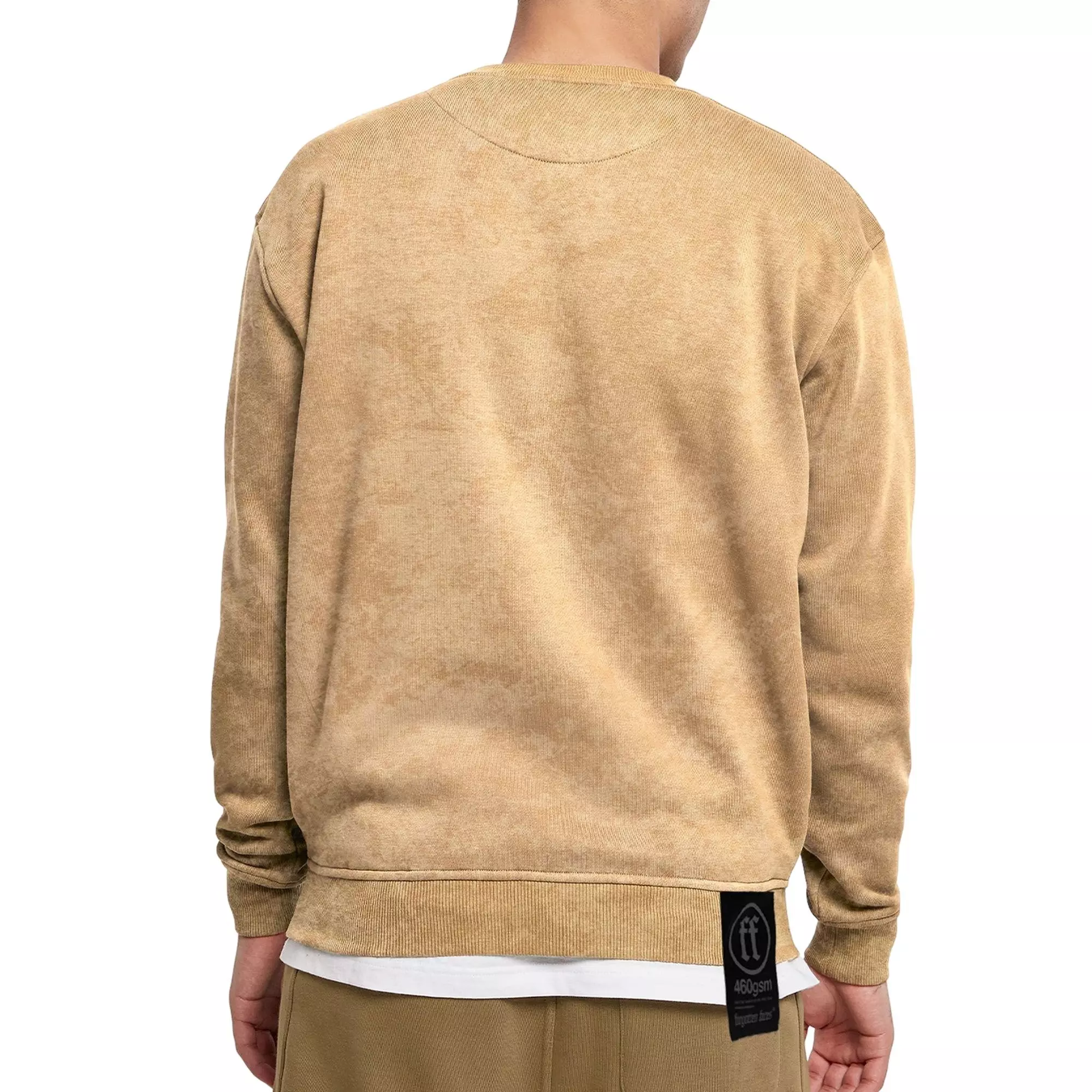 Forgotten Faces Men's Acid Wash Boxy Crewneck - Union Beige - BEIGE