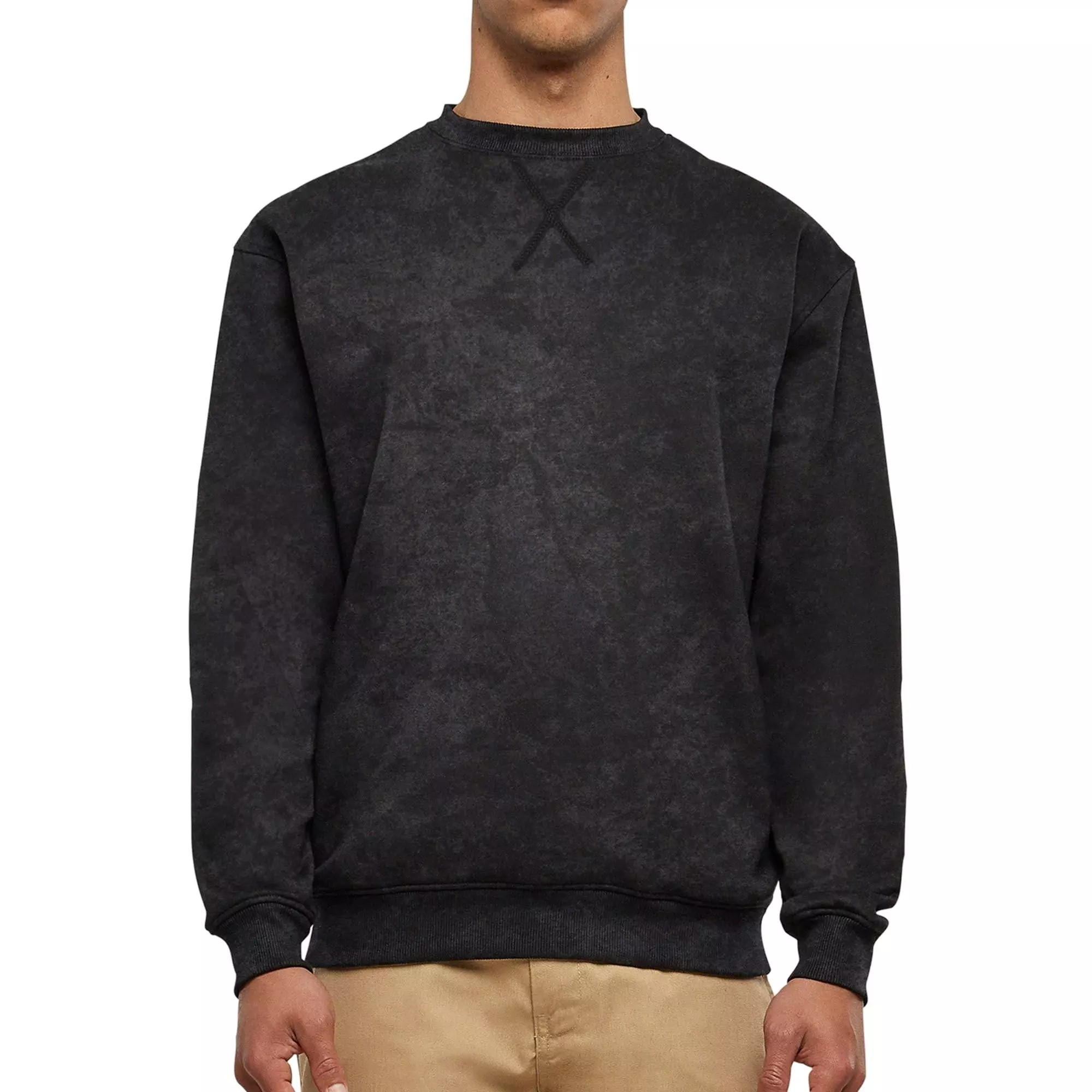Forgotten Faces Men's Acid Wash Boxy Crewneck - Acid Black - BLACK