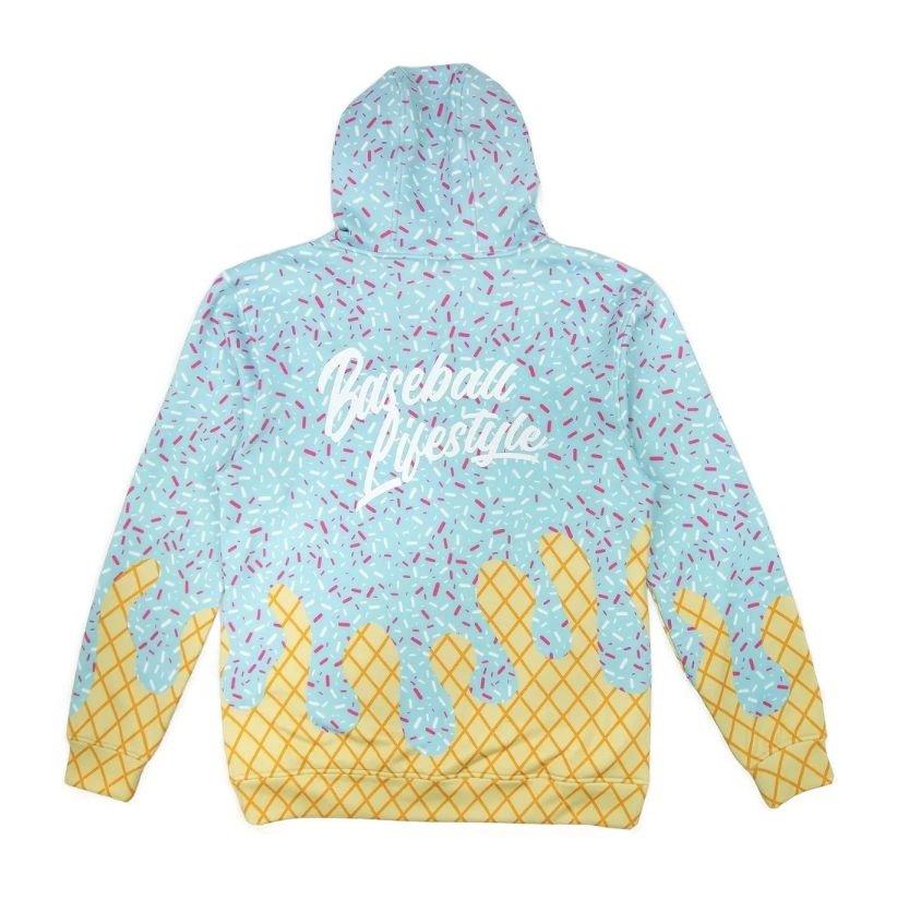 Baseball Lifestyle 101 Men's Ice Cream Hoodie - Cotton Candy - BLUE Thumbnail View 1