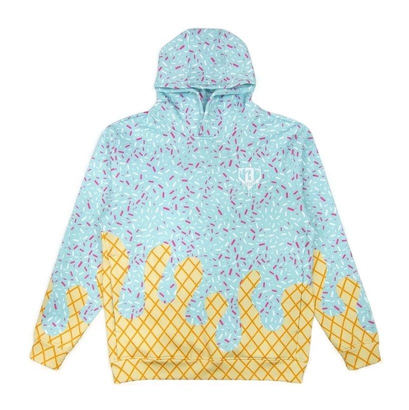 Baseball Lifestyle 101 Men's Ice Cream Hoodie - Cotton Candy - BLUE Thumbnail View 2