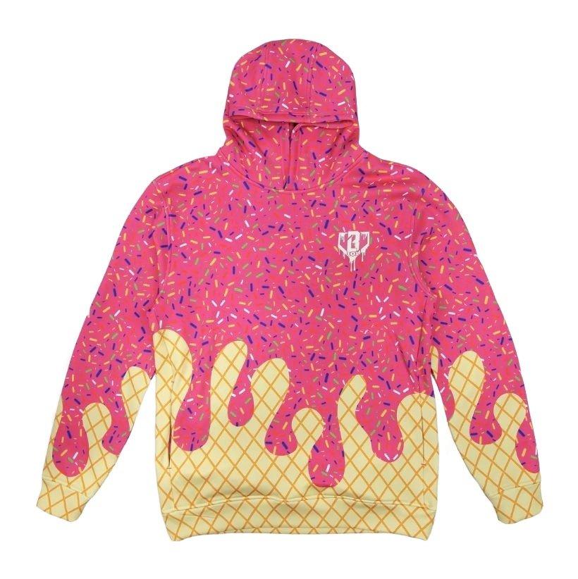 Baseball Lifestyle 101 Men's Ice Cream Hoodie - Strawberry - PINK Thumbnail View 2