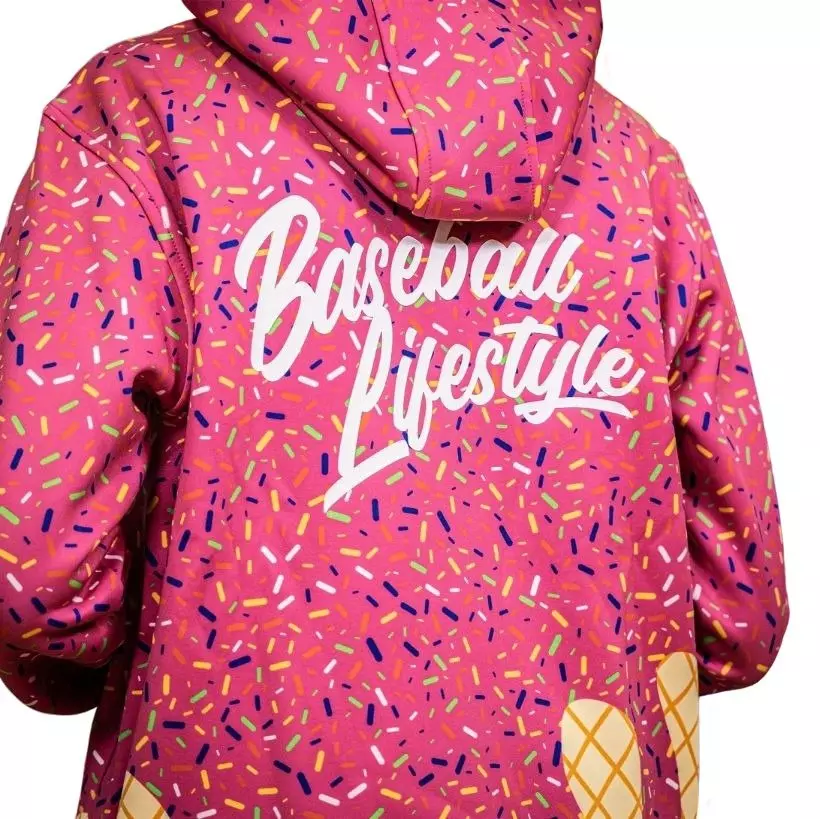 Baseball Lifestyle 101 Men's Ice Cream Hoodie - Strawberry - PINK