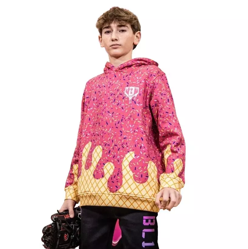 Baseball Lifestyle 101 Men's Ice Cream Hoodie - Strawberry - PINK