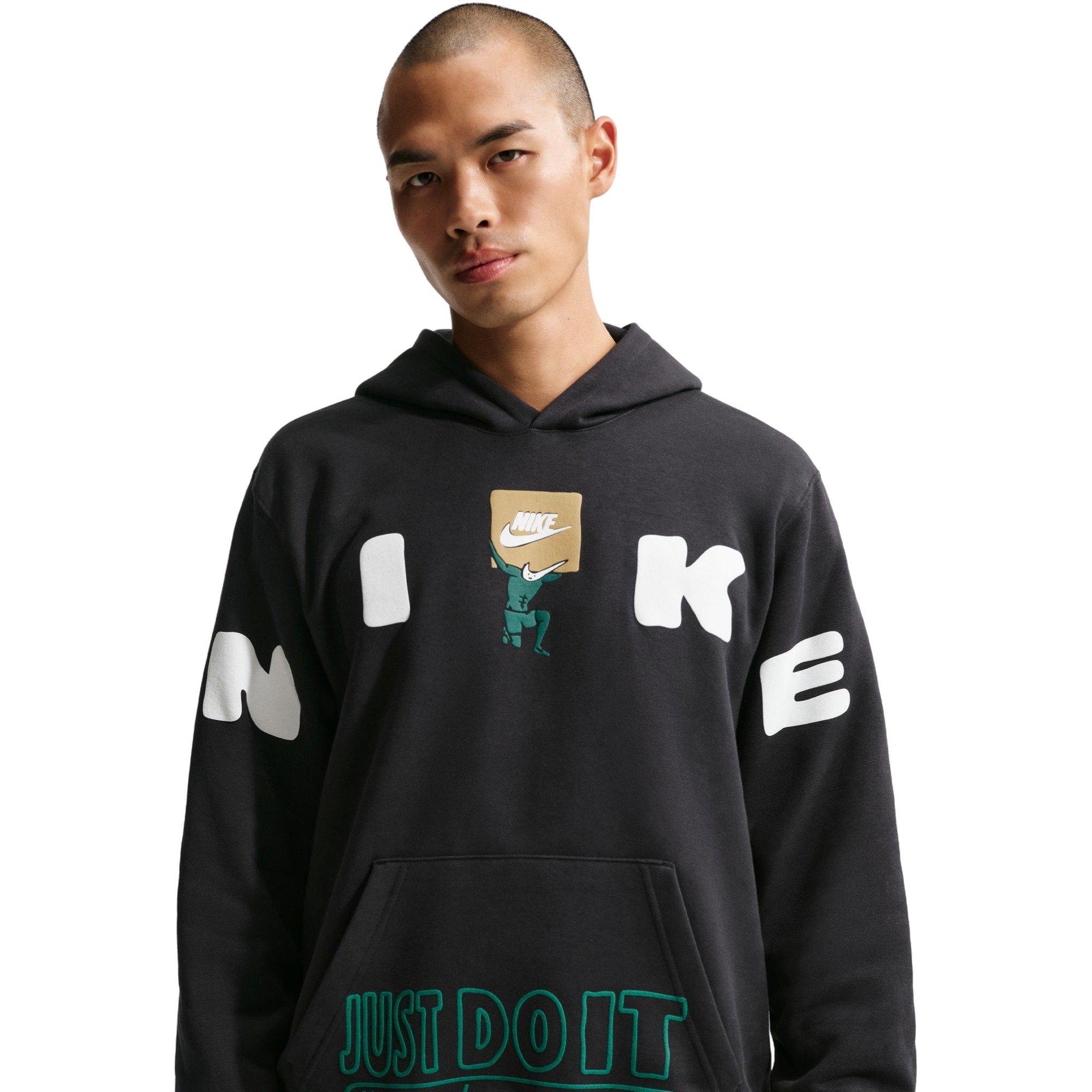 Nike Men's Club Fleece Hoodie - BLACK Thumbnail View 3
