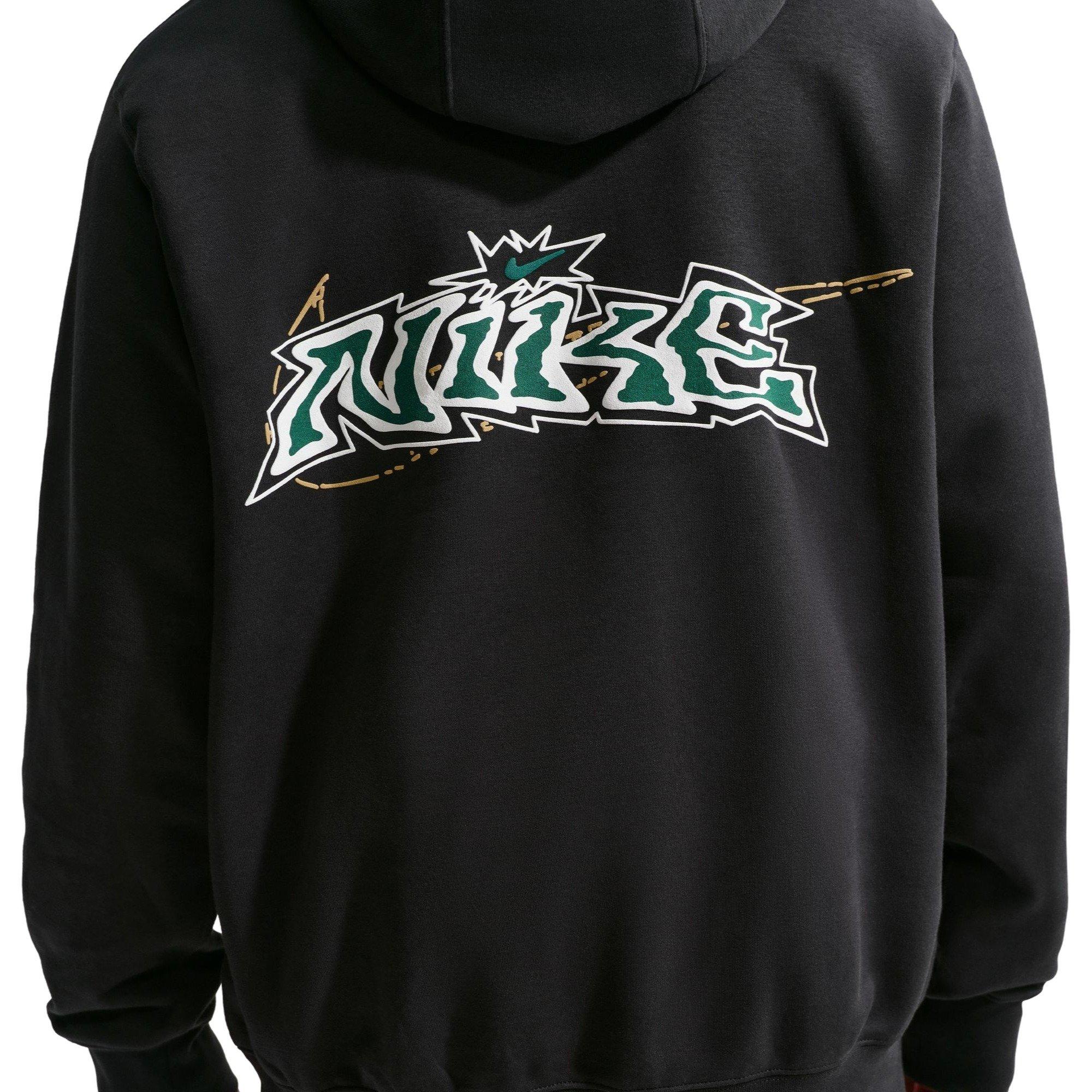 Nike Men's Club Fleece Pullover Hoodie - Black - BLACK Thumbnail View 4