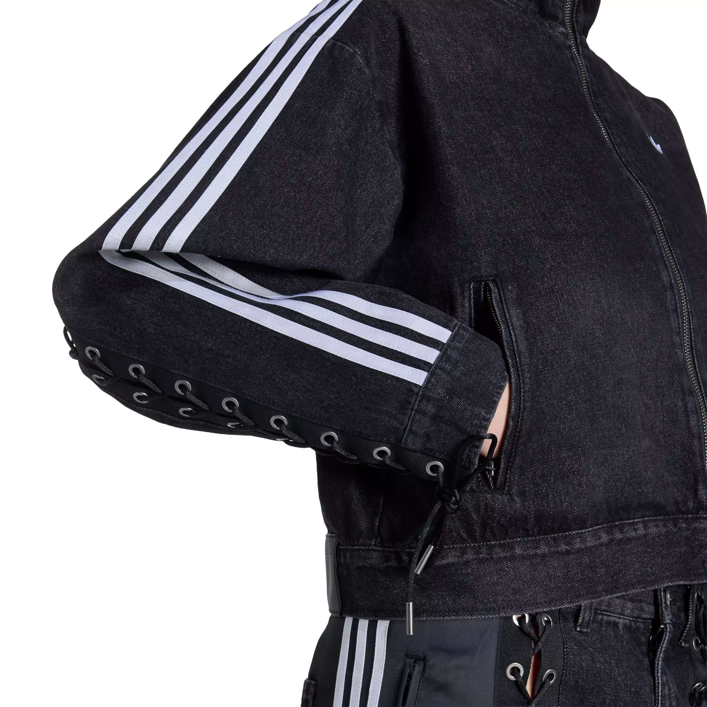 adidas Originals Women's FIrebird Denim Jacket - BLACK