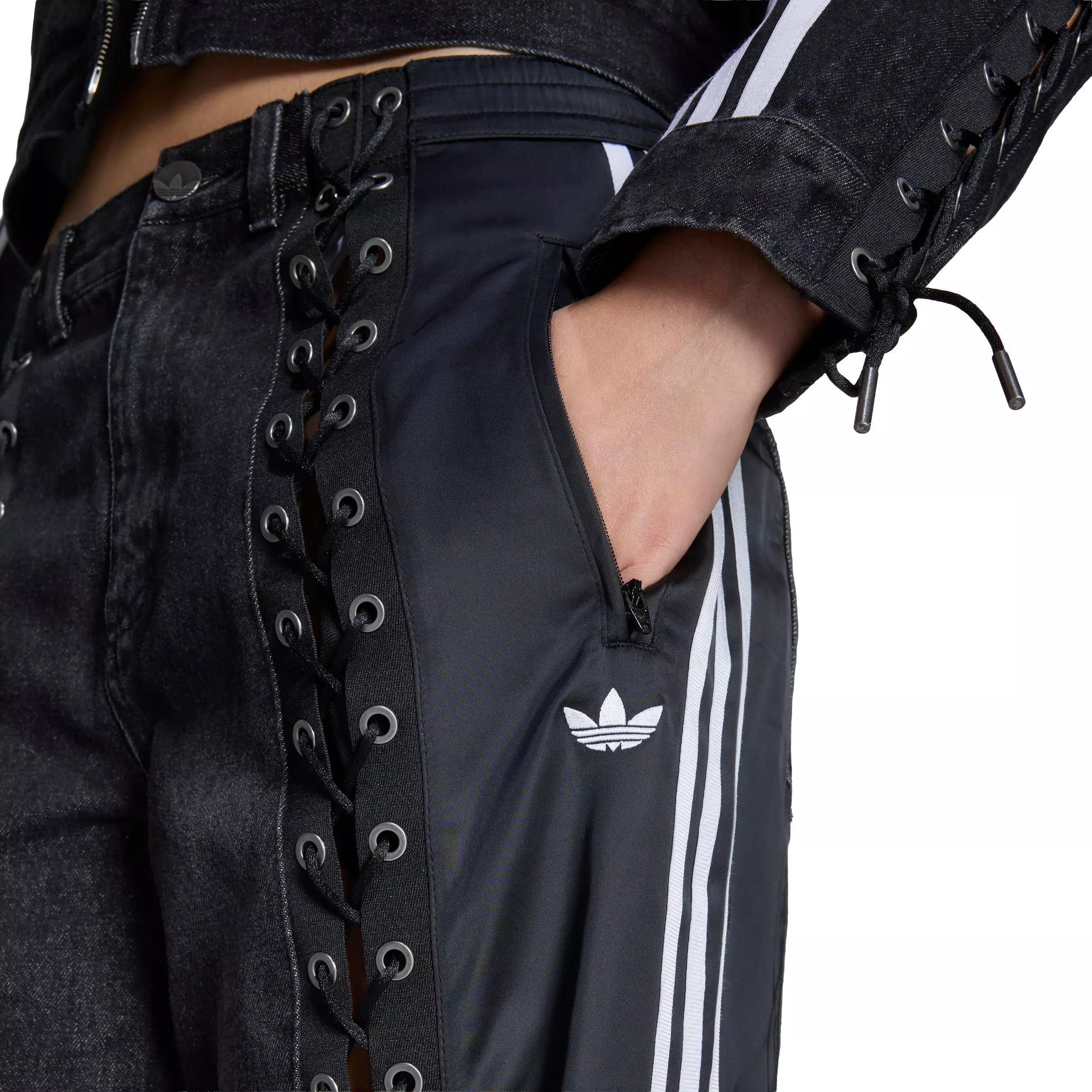 adidas Originals Women's Denim Lacing Track Pants - BLACK
