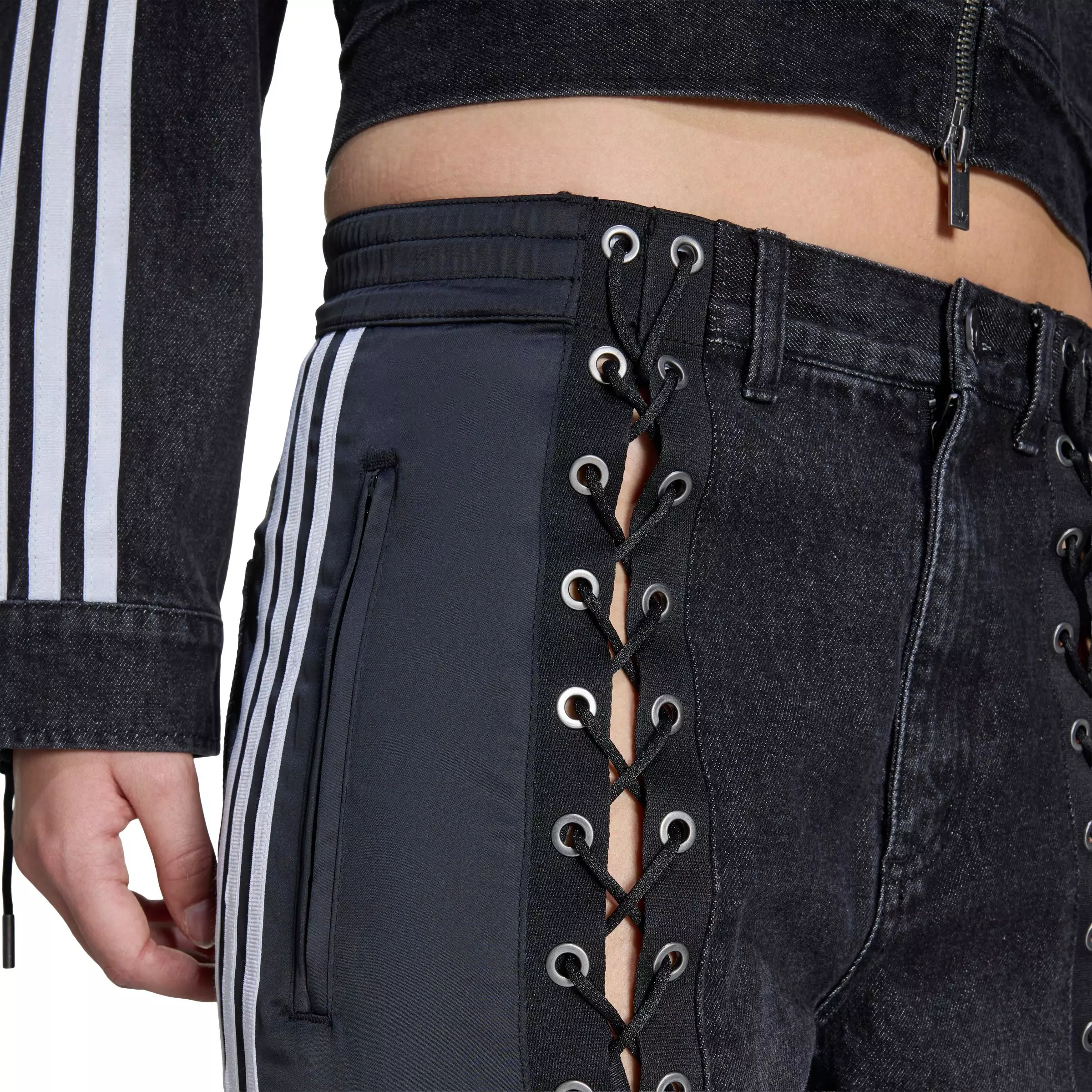 adidas Originals Women's Denim Lacing Track Pants - BLACK