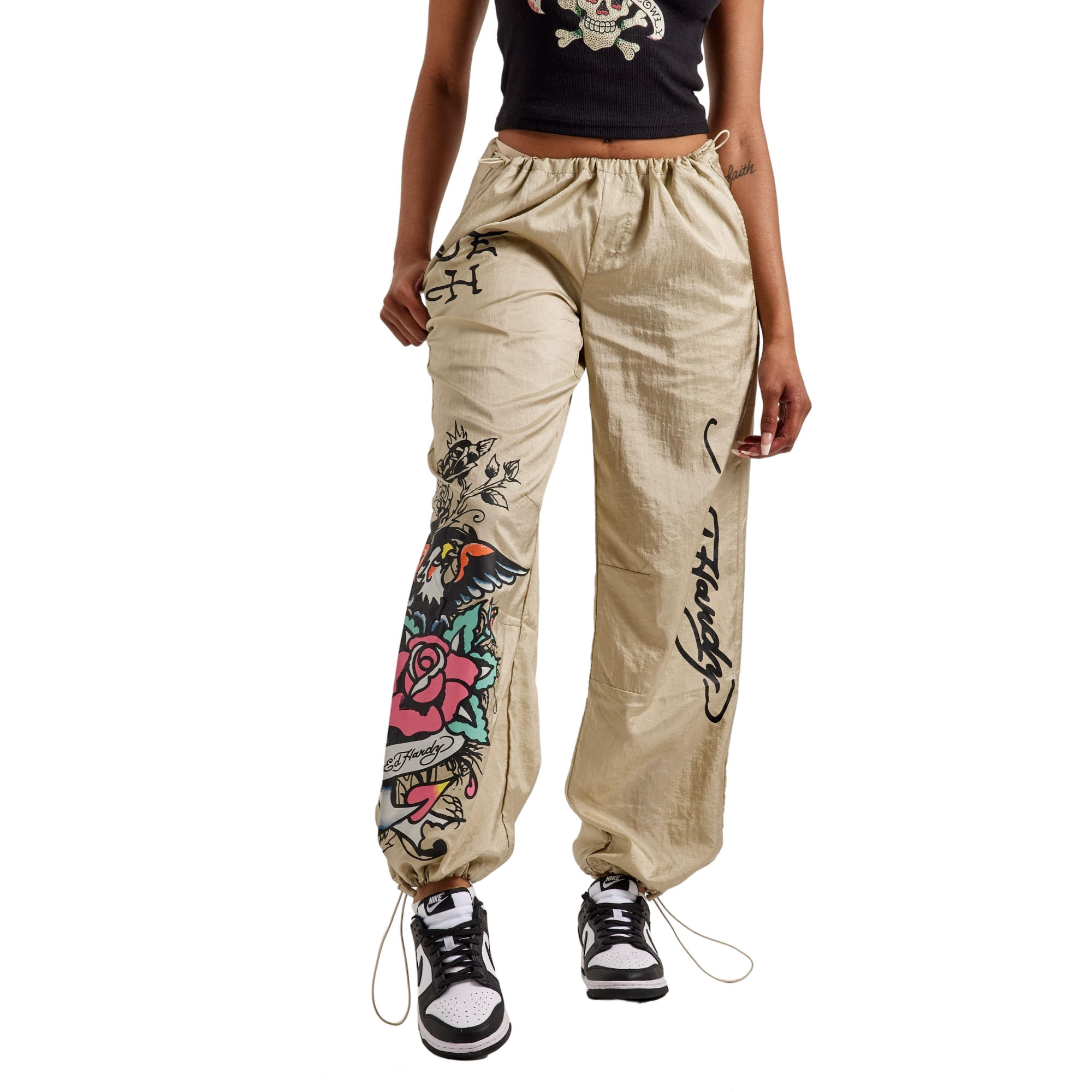 Ed Hardy Women's Eagle Anchor Nylon Pants - GOLD Thumbnail View 1