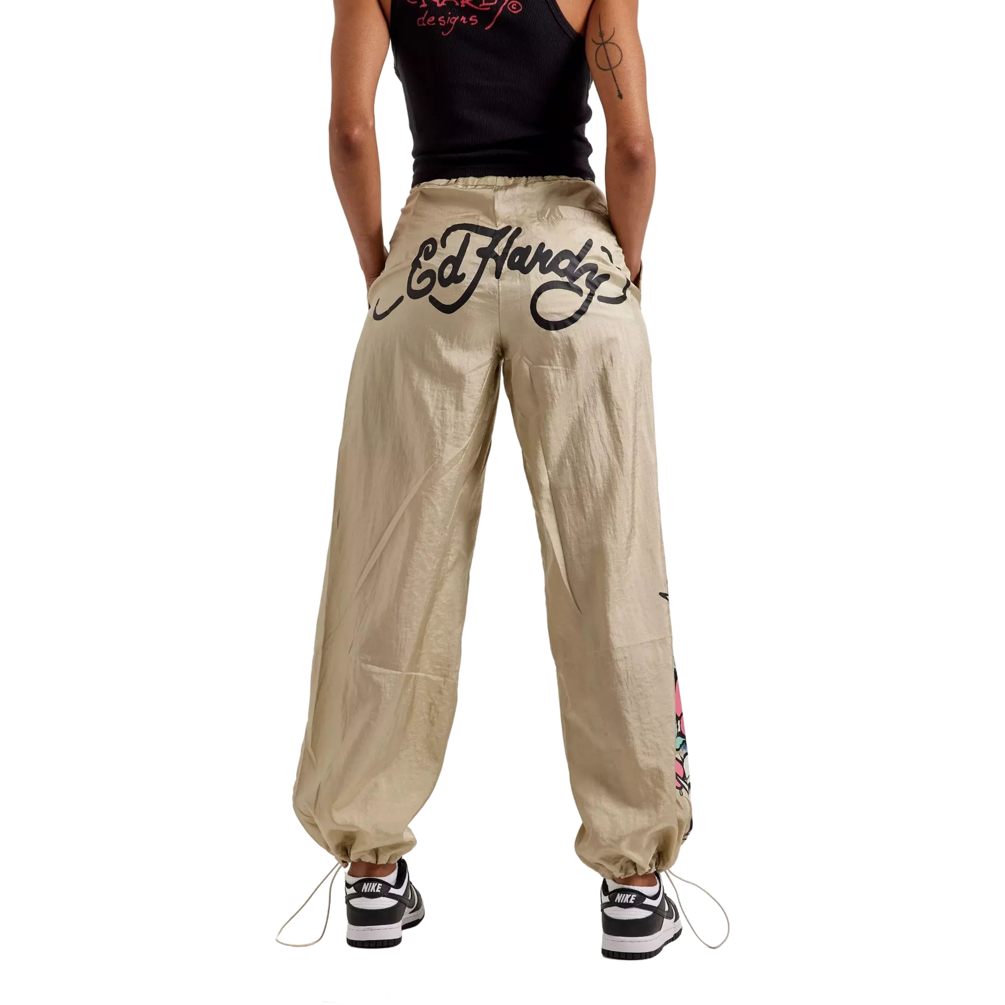 Ed Hardy Women's Eagle Anchor Nylon Pants - GOLD