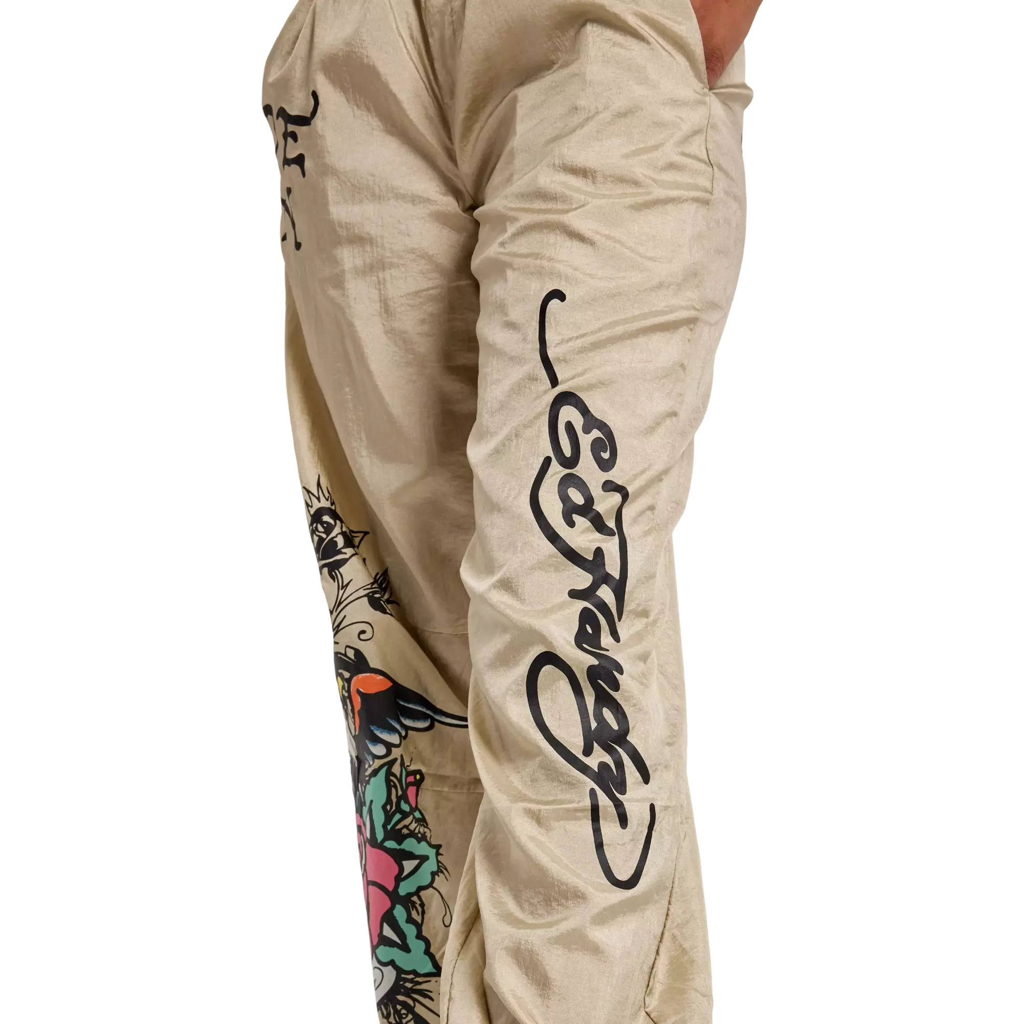 Ed Hardy Women's Eagle Anchor Nylon Pants - GOLD