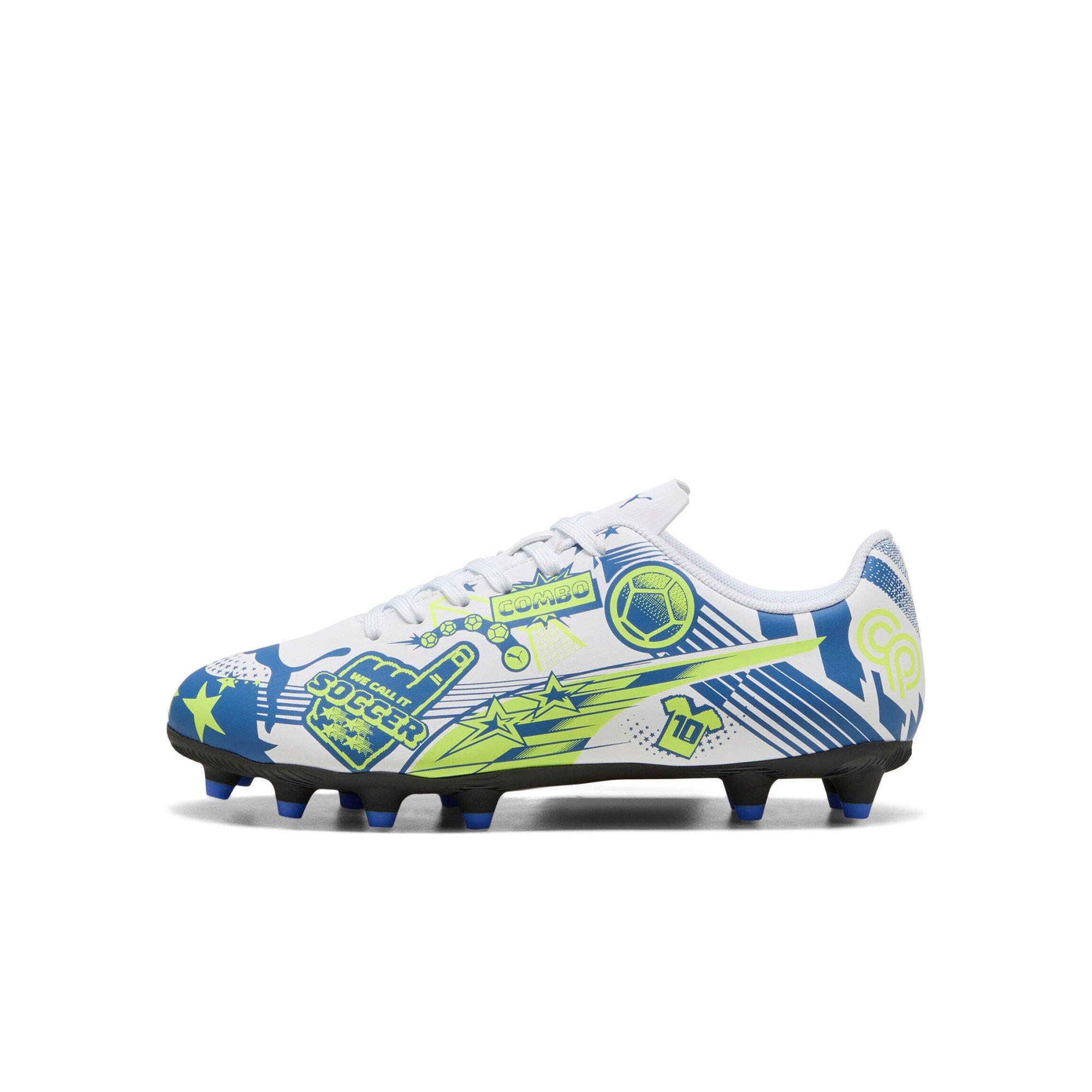 PUMA Ultra Christian Pulisic Legacy "White/Lake Blue/Yellow" Preschool Kids' Soccer Cleat - WHITE/BLUE/YELLOW Thumbnail View 2